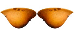 Pair of Art Nouveau Sconces in Burnt Orange Murano Glass, circa 1980
