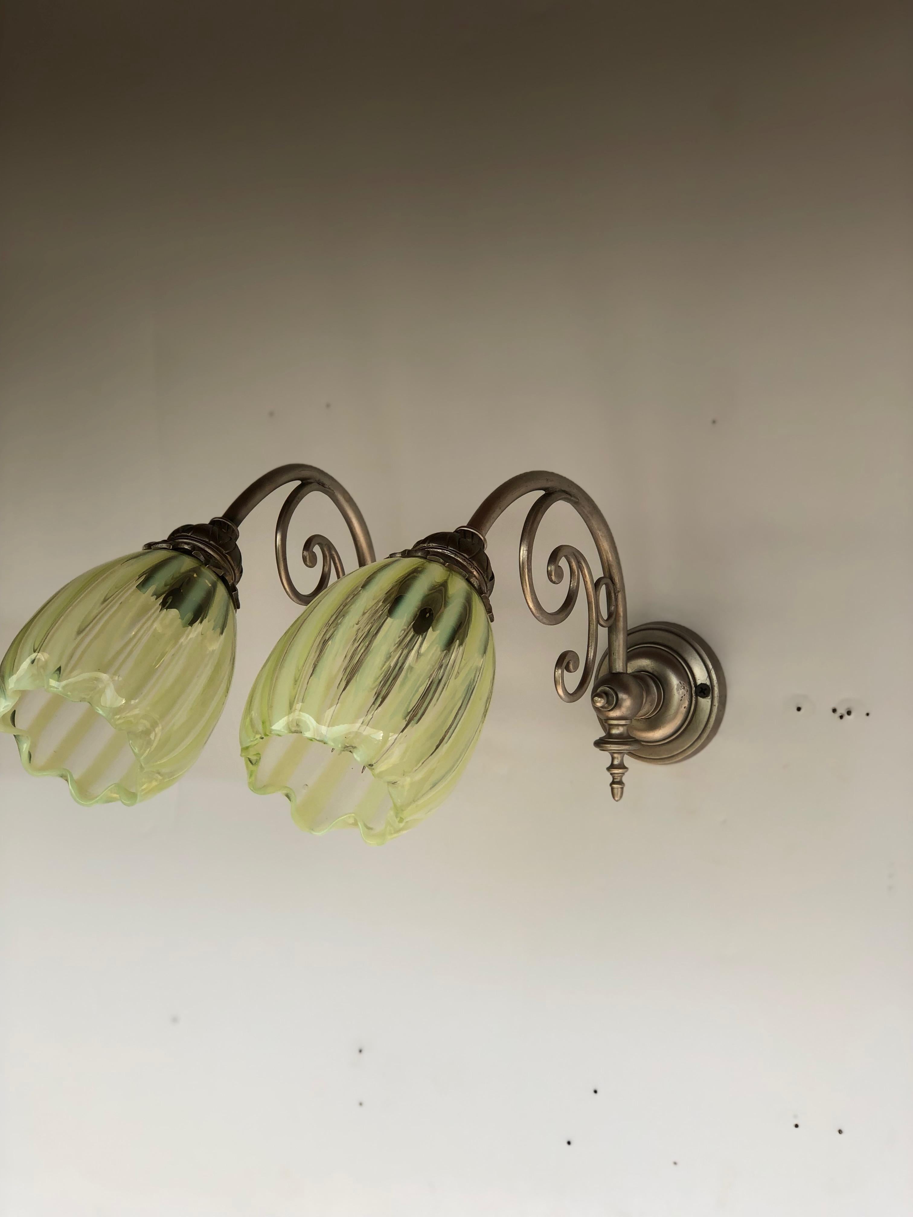 English Pair of Art Nouveau Sconces in the Style of Was Benson