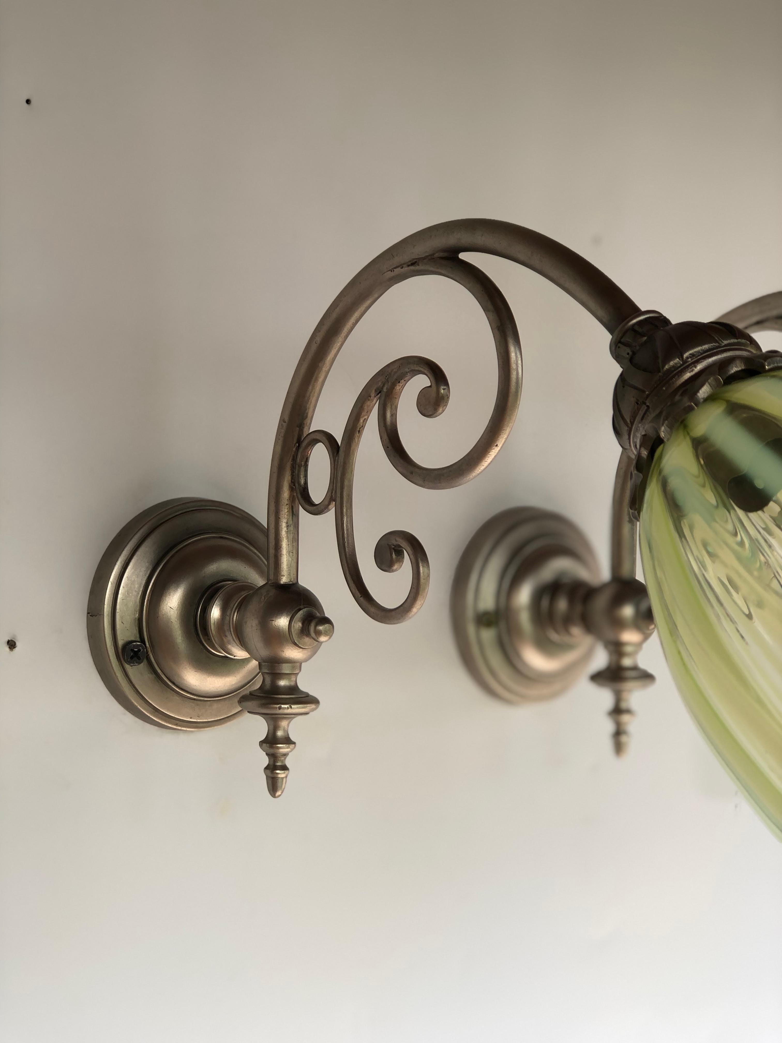 Early 20th Century Pair of Art Nouveau Sconces in the Style of Was Benson