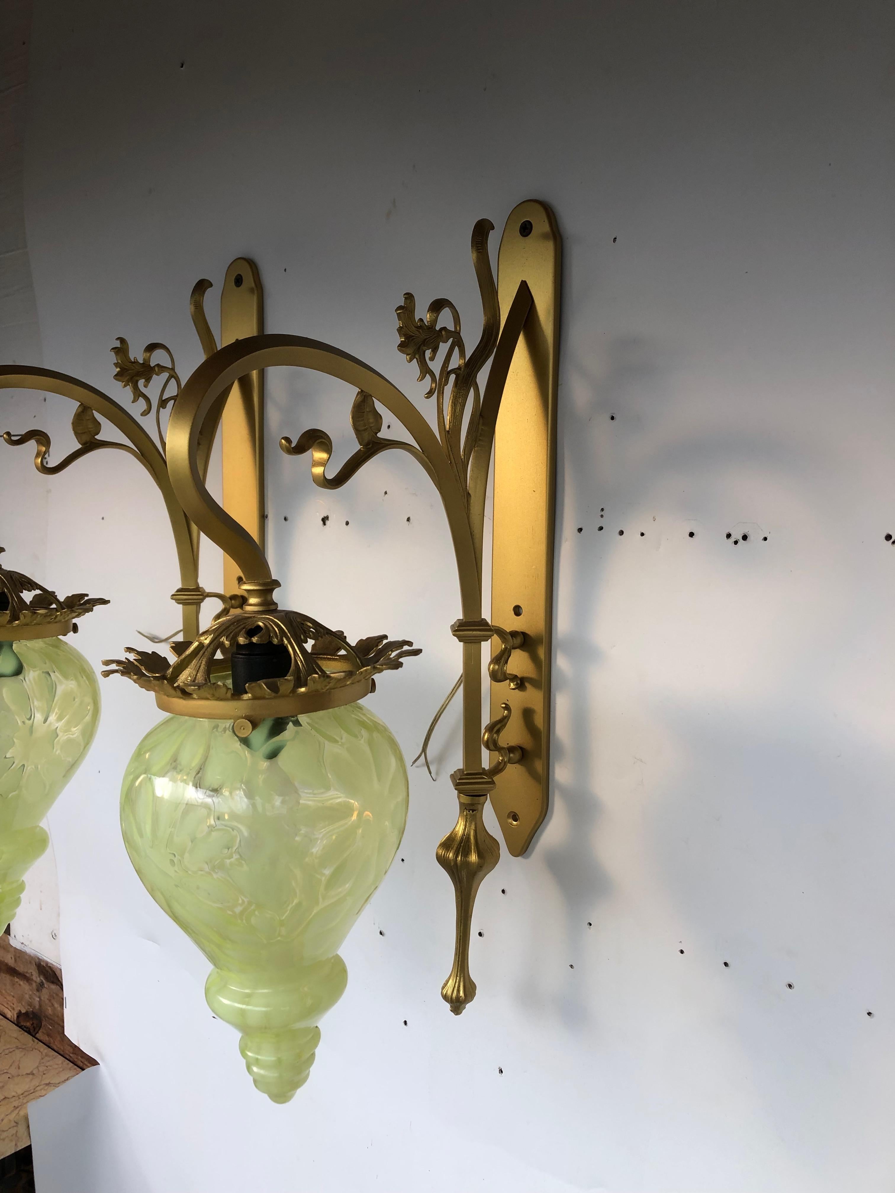 Pair of Art Nouveau sconces in the taste of Majorelle For Sale 7