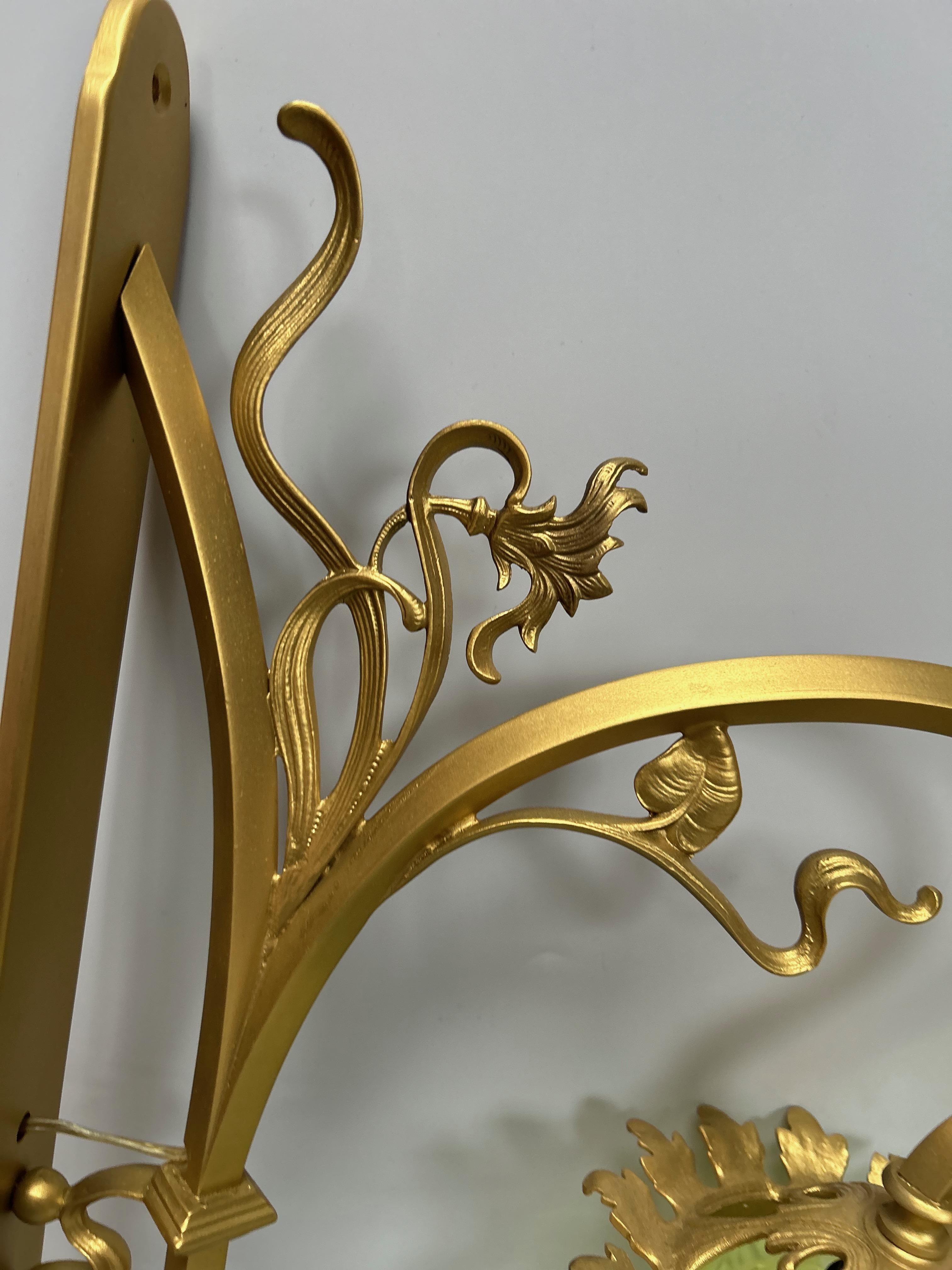 Bronze Pair of Art Nouveau sconces in the taste of Majorelle For Sale