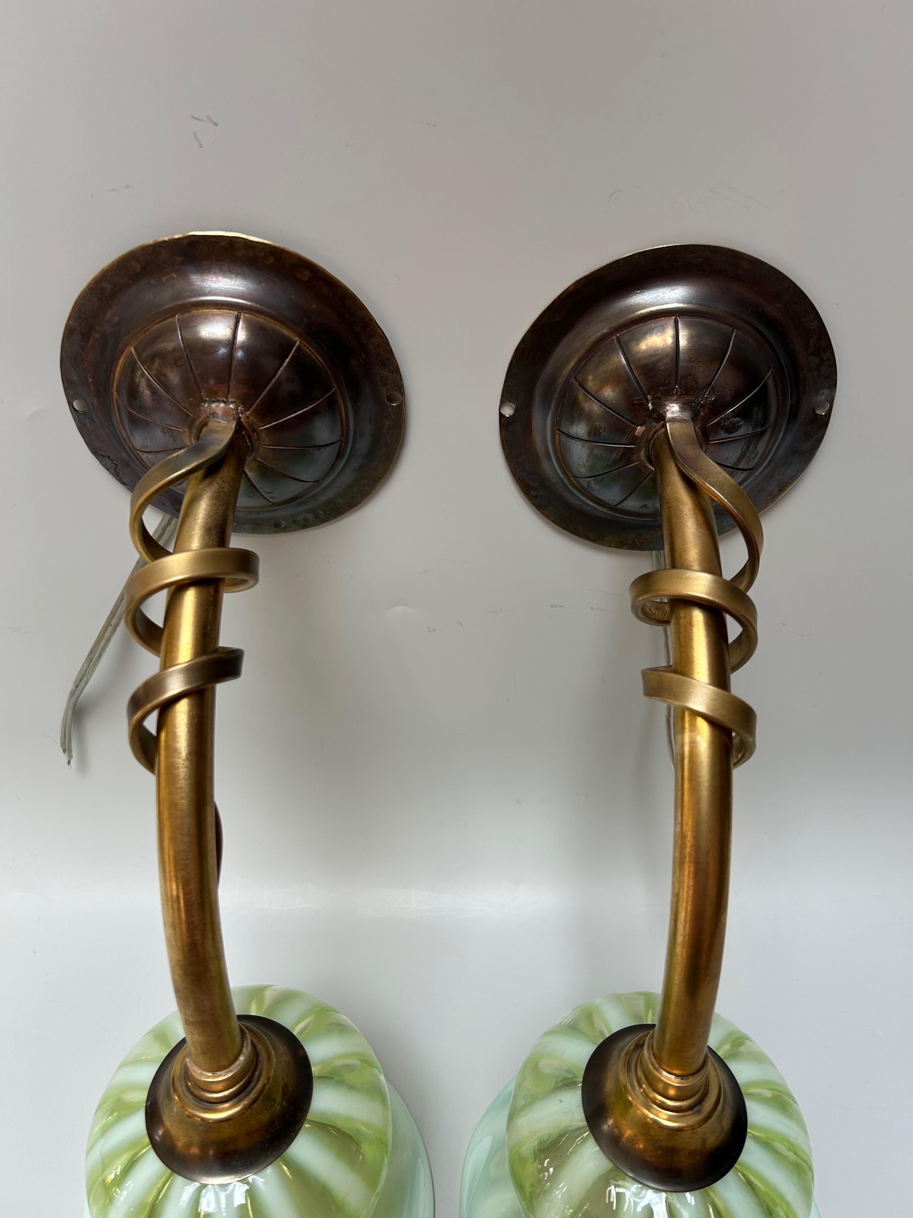 Anglais Paire d'appliques Art Nouveau dans le goût de WAS Benson en vente