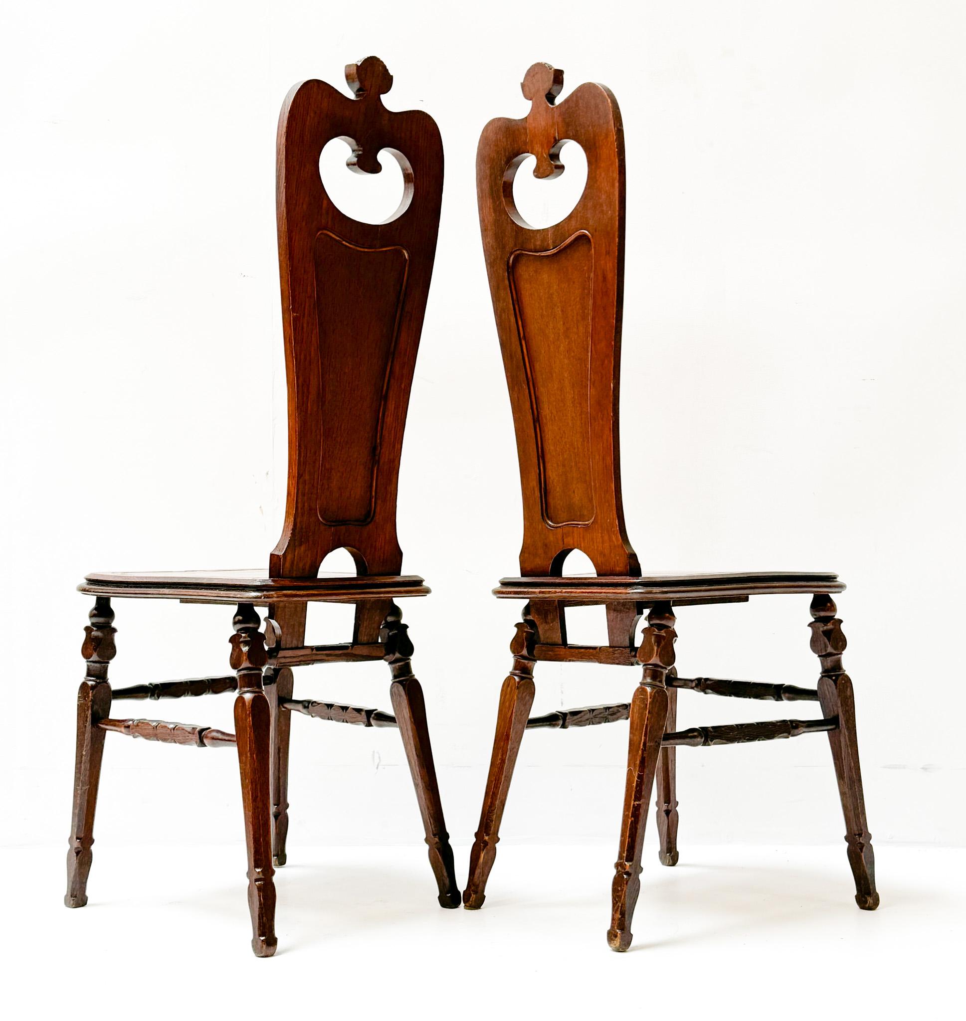 French Pair of Art Nouveau Side Chairs by Emile Gallé, 1890s For Sale