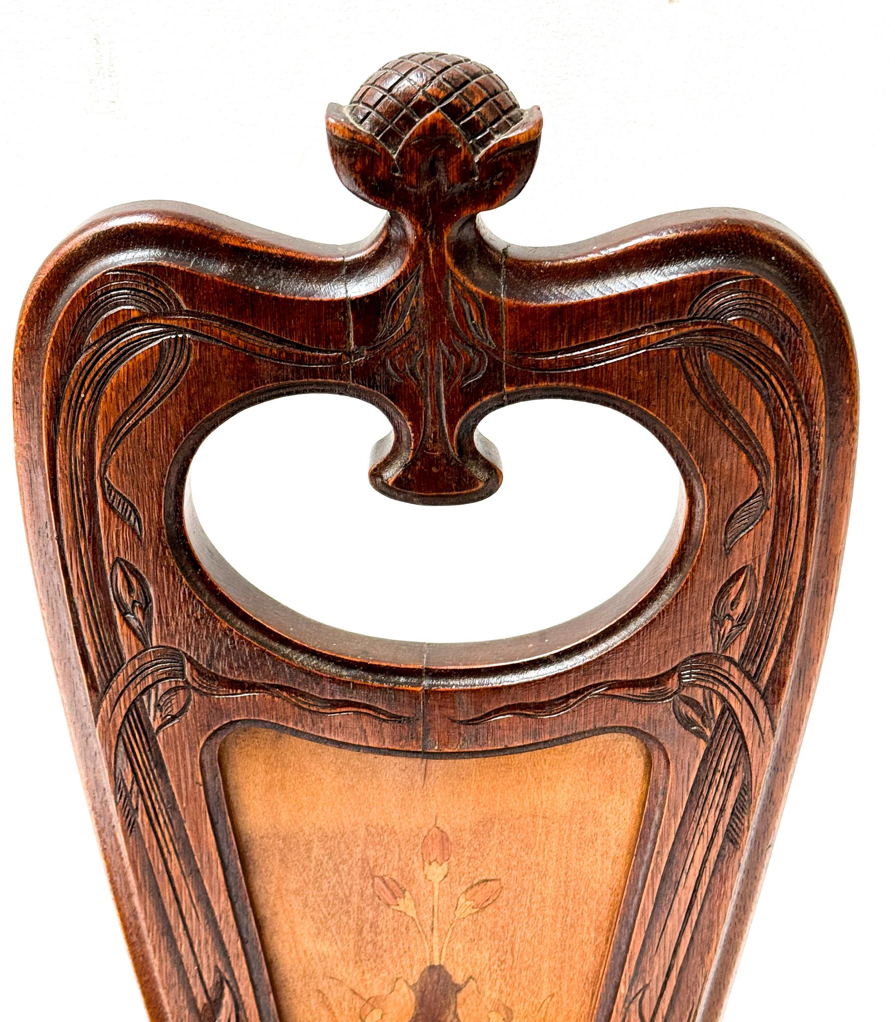Pair of Art Nouveau Side Chairs by Emile Gallé, 1890s For Sale 1