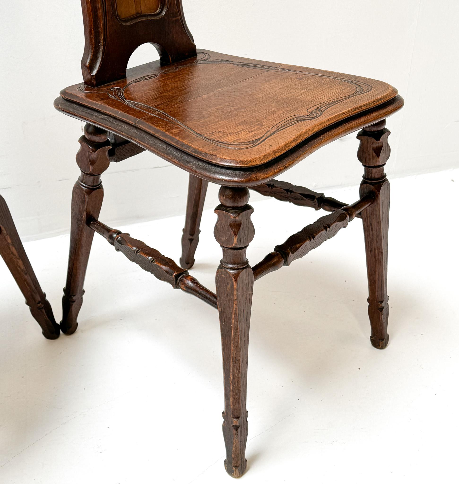 Pair of Art Nouveau Side Chairs by Emile Gallé, 1890s For Sale 3