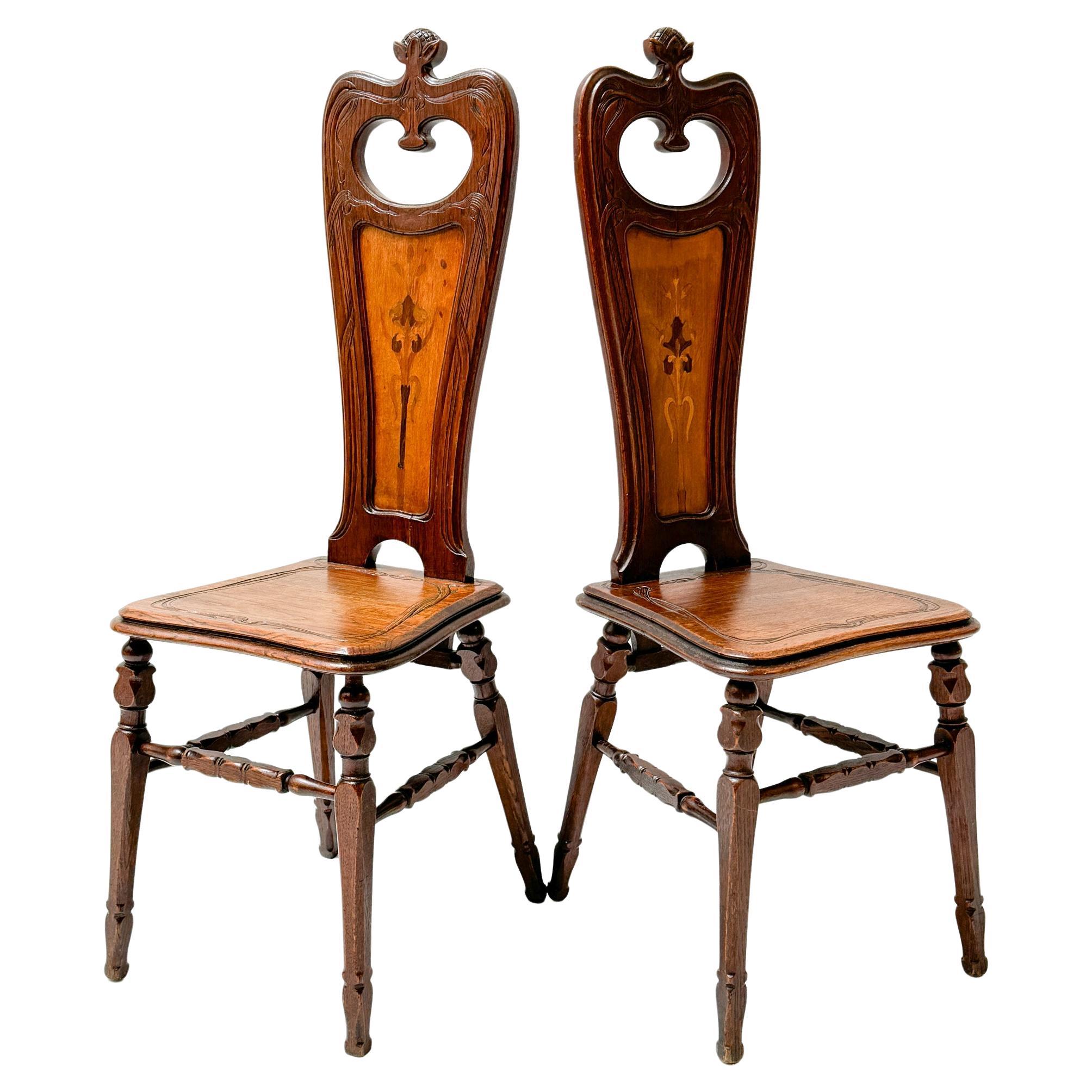 Pair of Art Nouveau Side Chairs by Emile Gallé, 1890s