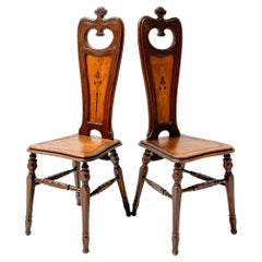 Antique Pair of Art Nouveau Side Chairs by Emile Gallé, 1890s