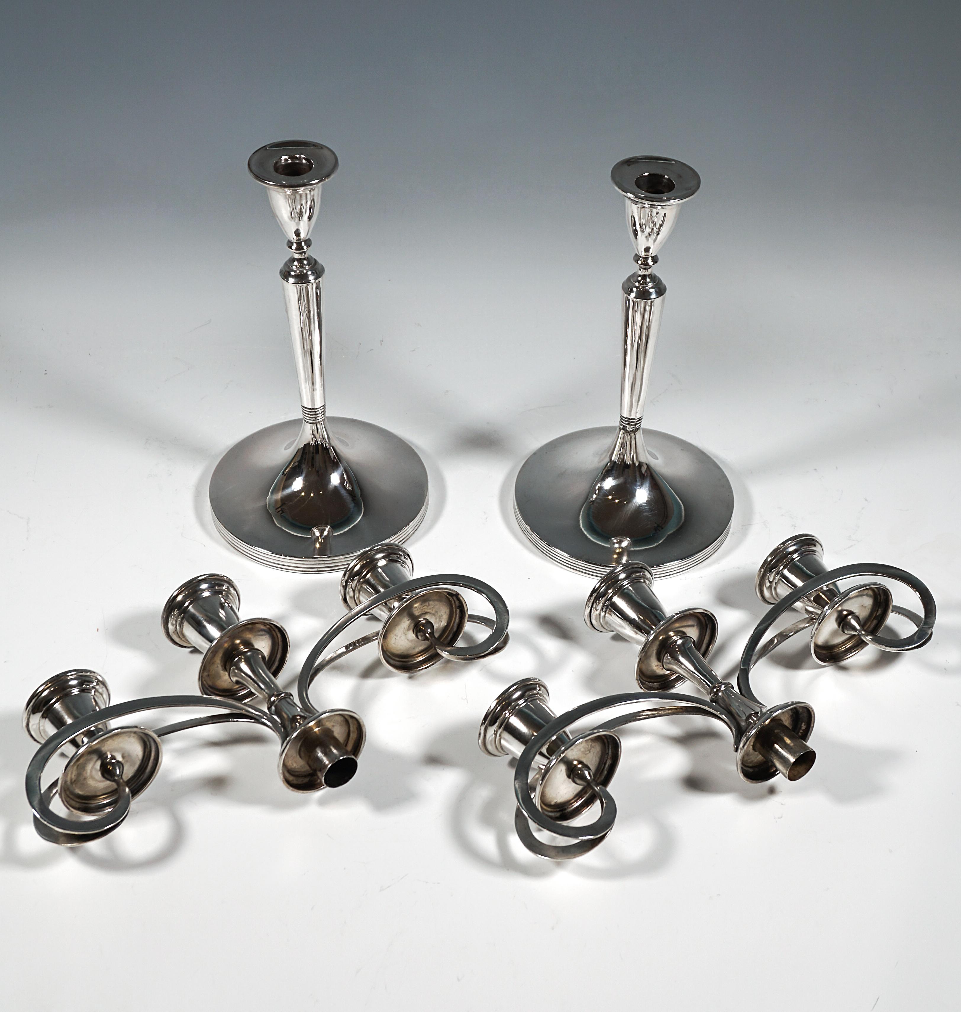 Pareja de candelabros Art Nouveau de plata de 3 llamas, de Lippa & Co, Viena, circa 1900 en Bueno estado para la venta en Vienna, AT