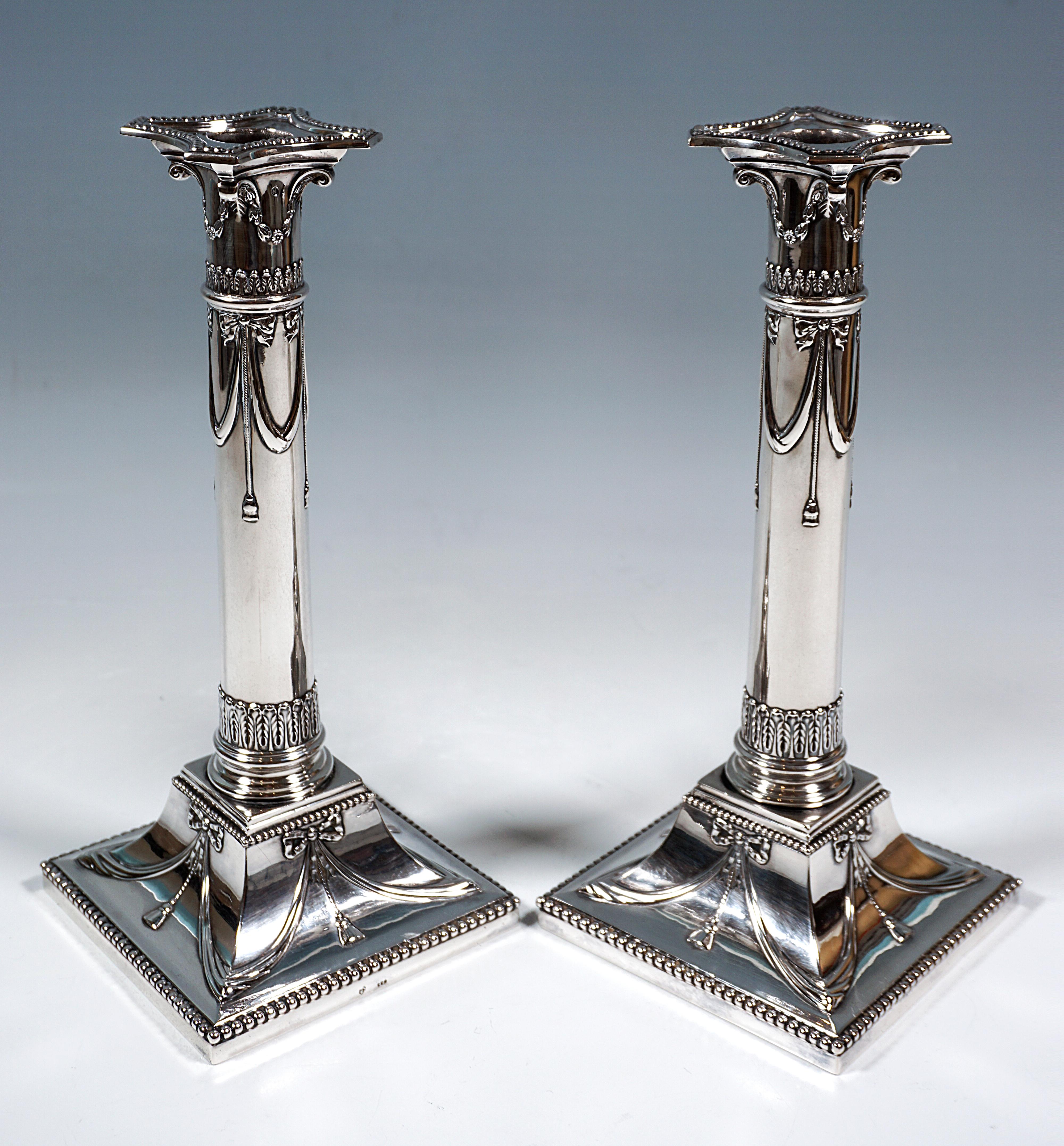 Paar Jugendstil-Kerzenhalter aus Silber, von J.M. Van Kempen, Niederlande, 1900 (Art nouveau) im Angebot