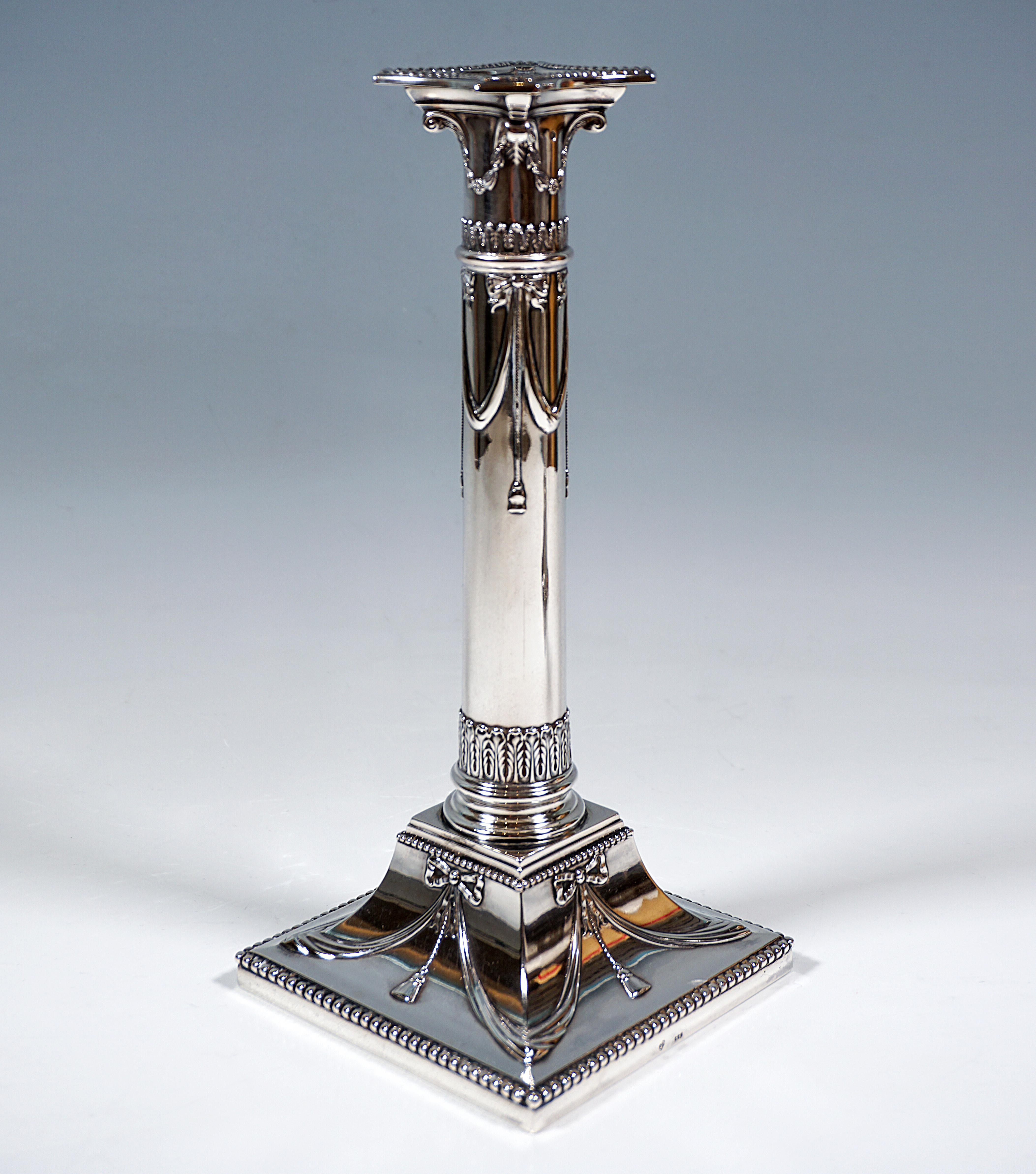 Dutch Pair of Art Nouveau Silver Candle Holders, by J.M. Van Kempen, Netherlands, 1900