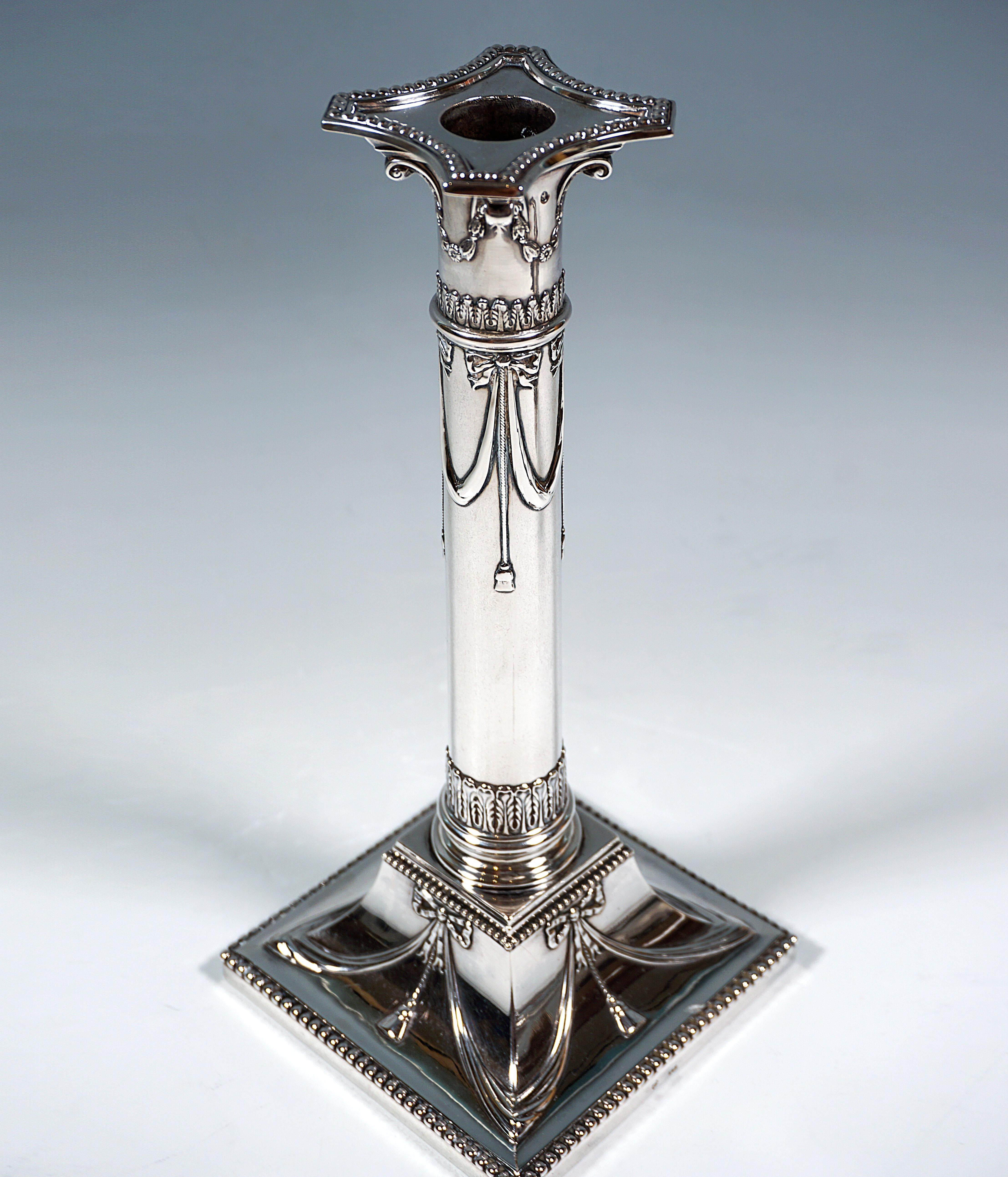 Pair of Art Nouveau Silver Candle Holders, by J.M. Van Kempen, Netherlands, 1900 In Good Condition For Sale In Vienna, AT