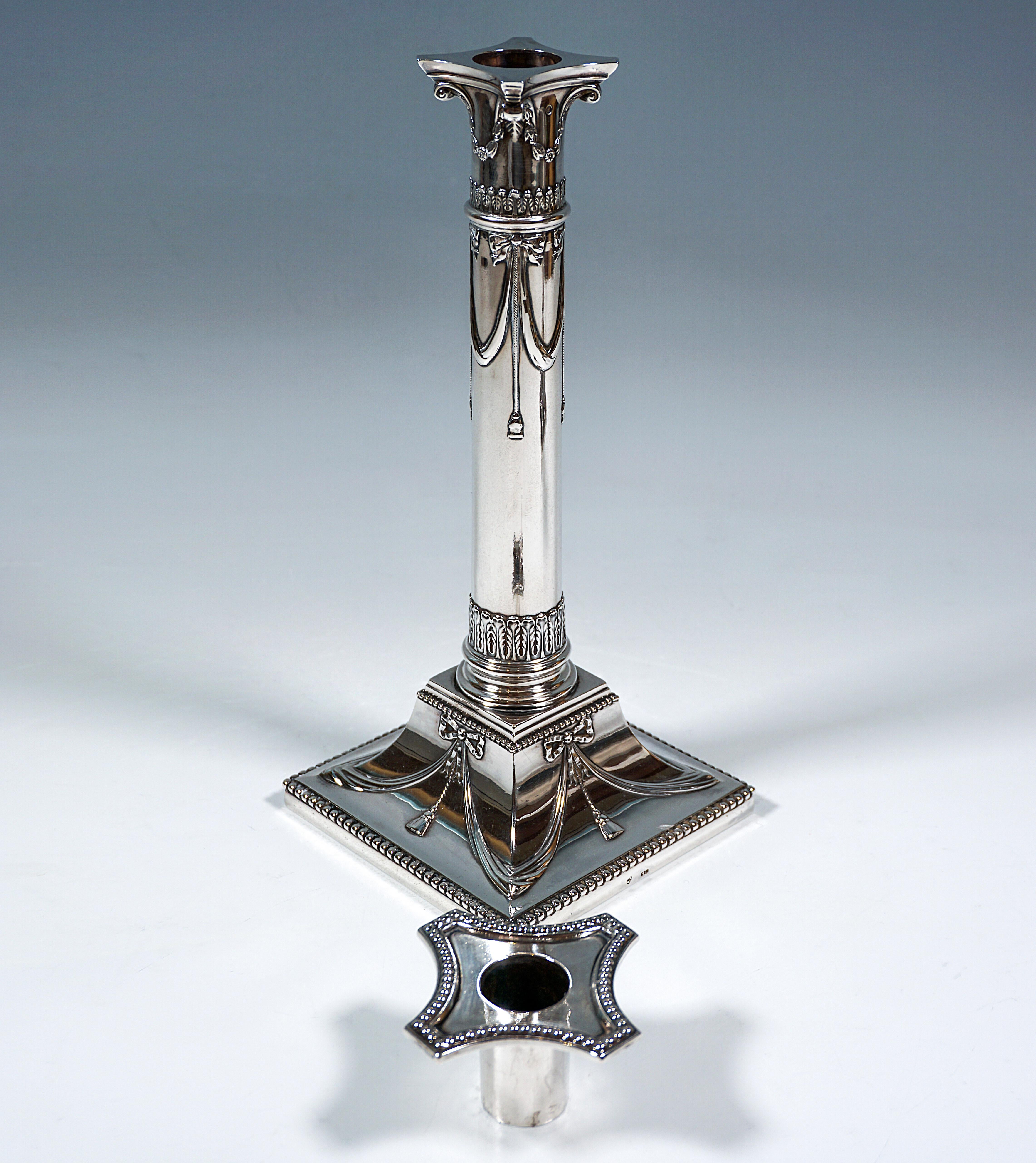 Early 20th Century Pair of Art Nouveau Silver Candle Holders, by J.M. Van Kempen, Netherlands, 1900 For Sale