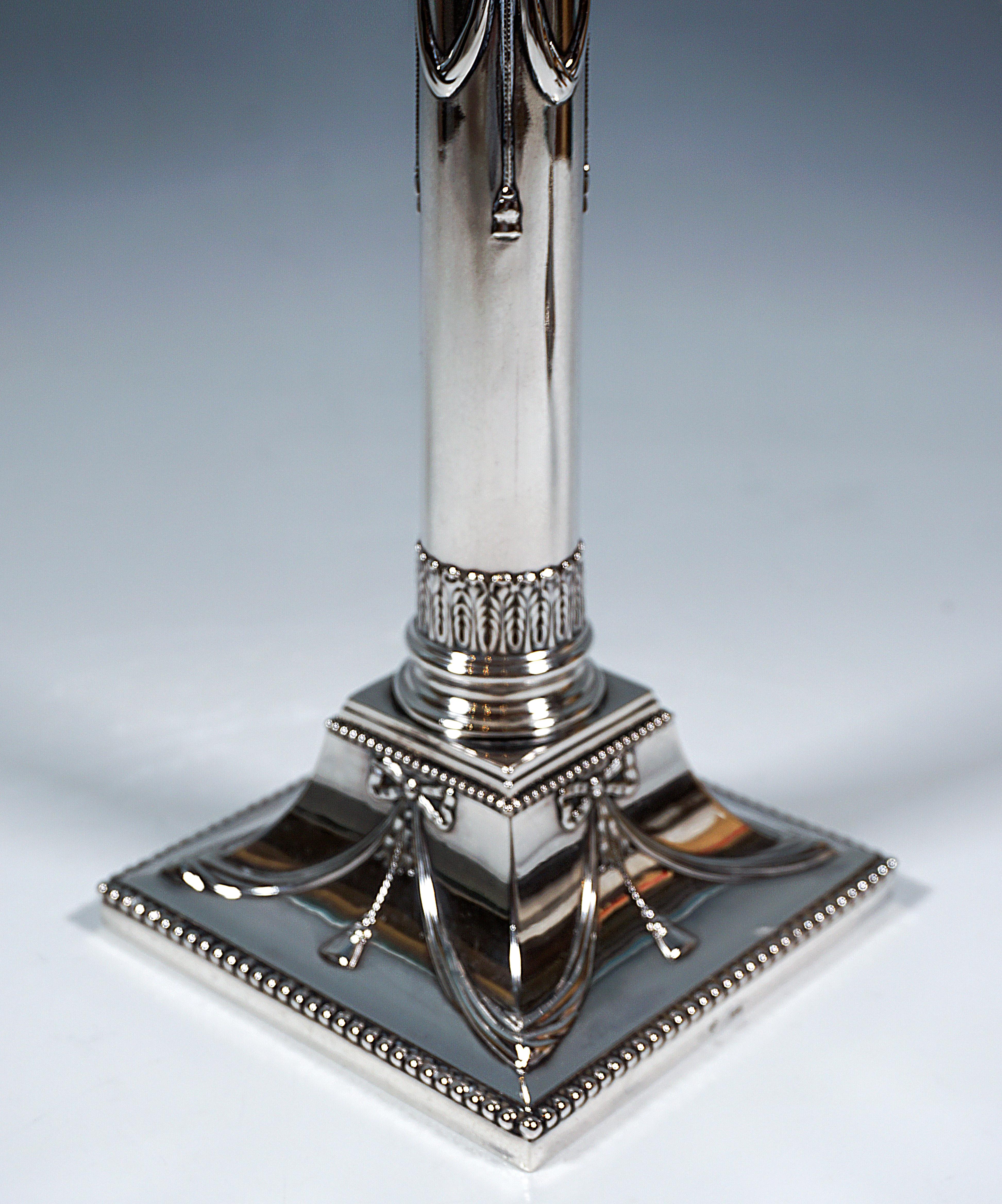 Pair of Art Nouveau Silver Candle Holders, by J.M. Van Kempen, Netherlands, 1900 For Sale 1