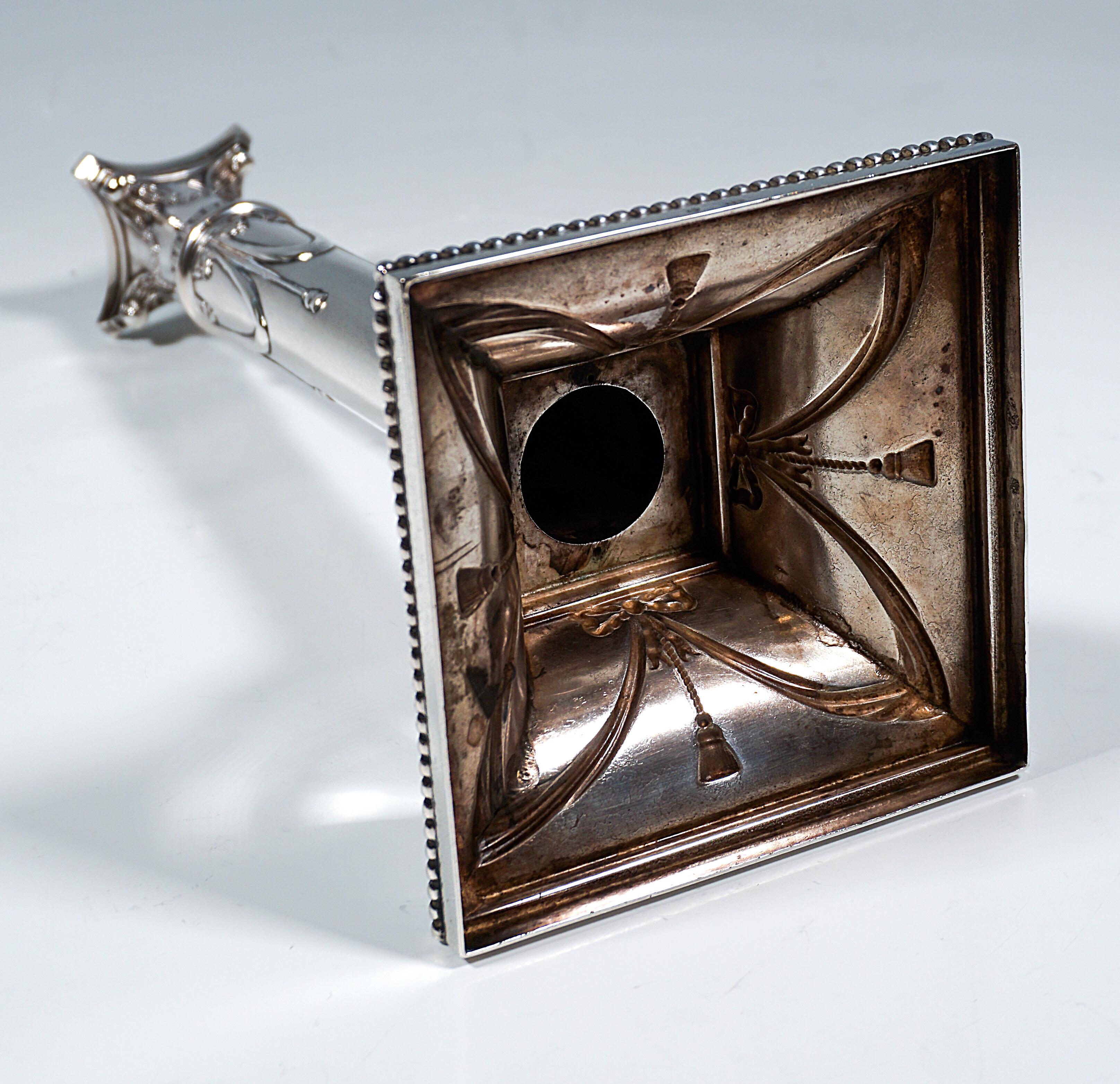 Pair of Art Nouveau Silver Candle Holders, by J.M. Van Kempen, Netherlands, 1900 1