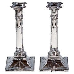 Pair of Art Nouveau Silver Candle Holders, by J.M. Van Kempen, Netherlands, 1900