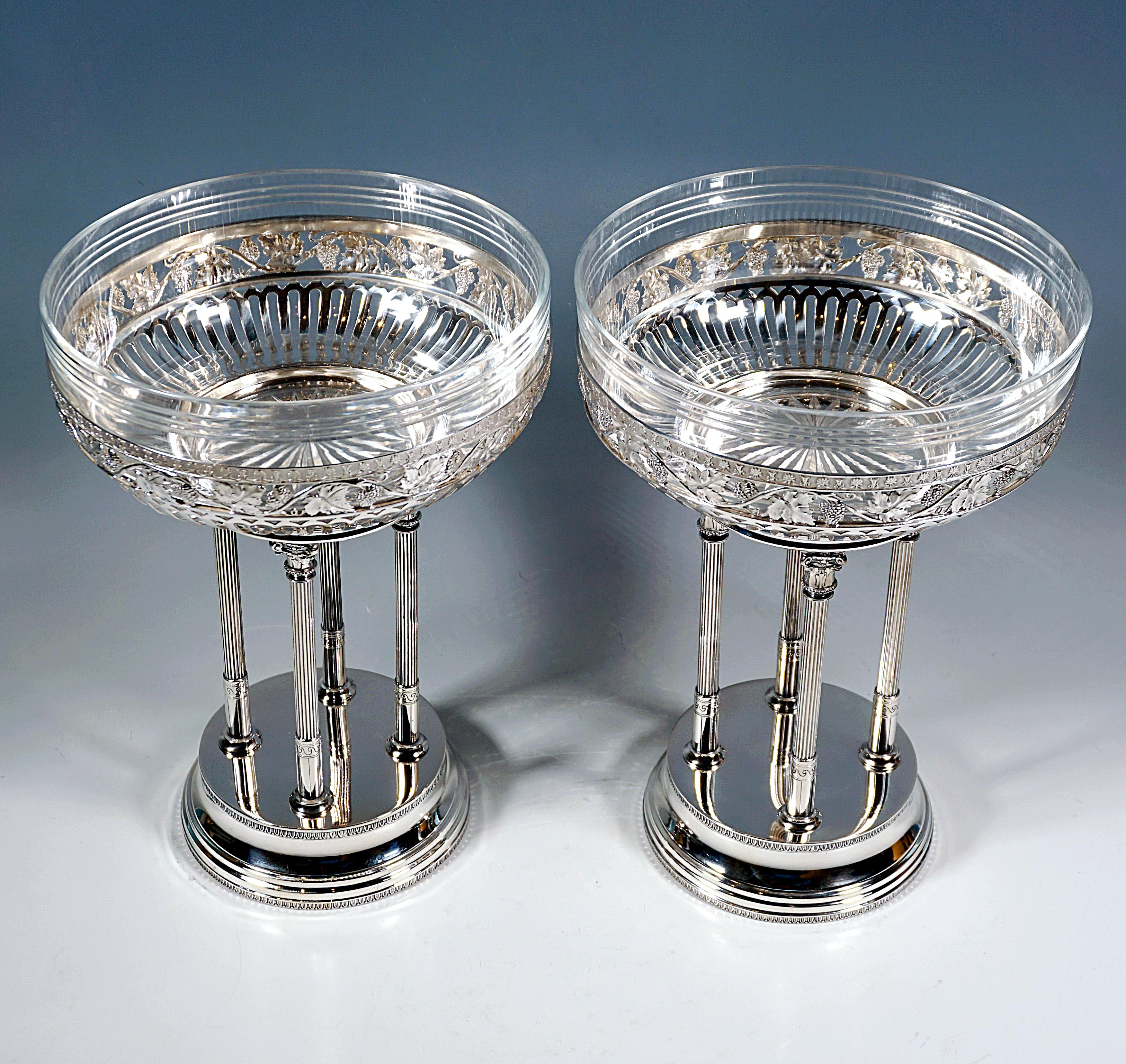 Hand-Crafted Pair of Art Nouveau Silver Centerpieces, by Bruckmann & Sons, Germany, Ca. 1900