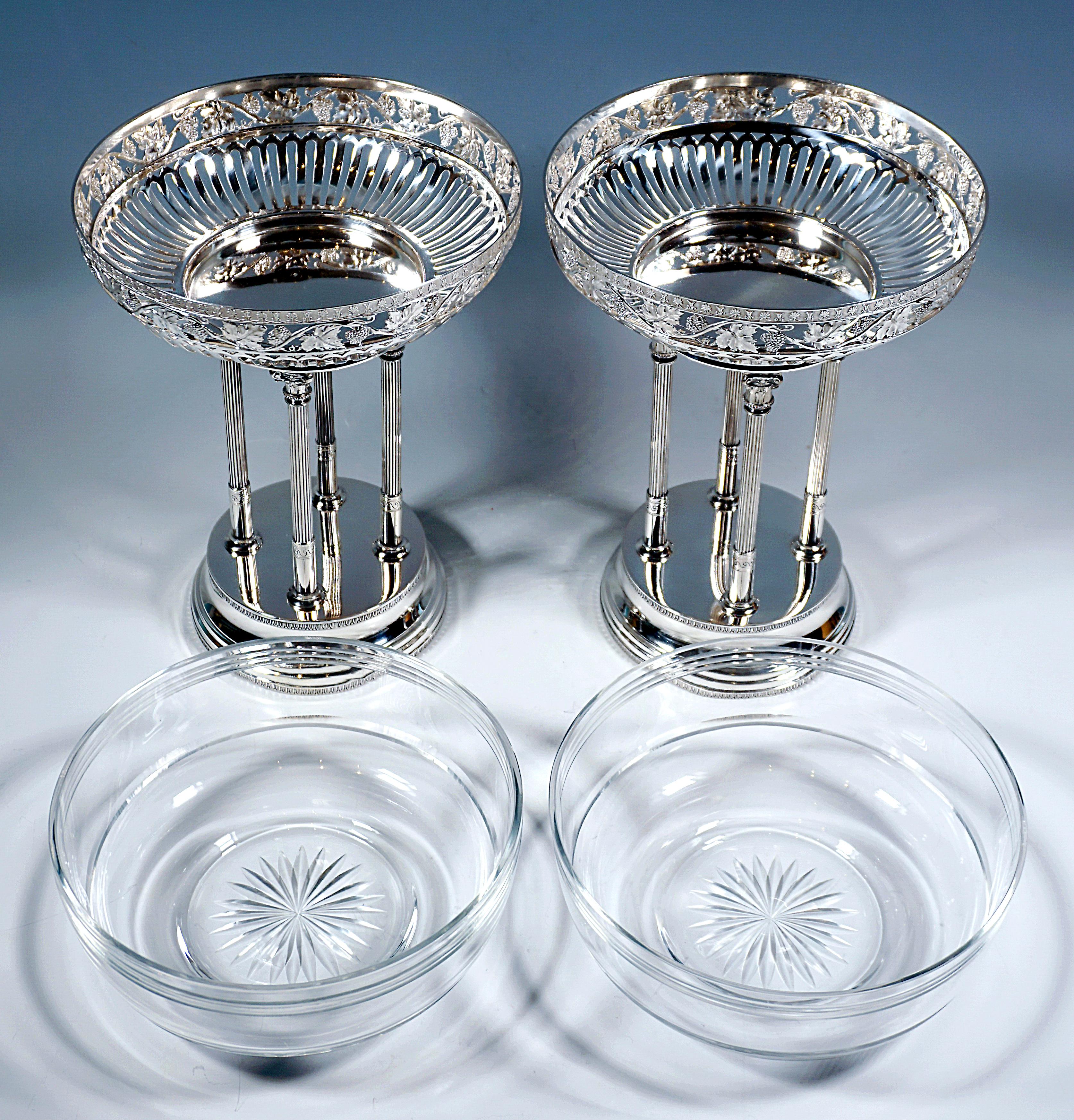 Early 20th Century Pair of Art Nouveau Silver Centerpieces, by Bruckmann & Sons, Germany, Ca. 1900