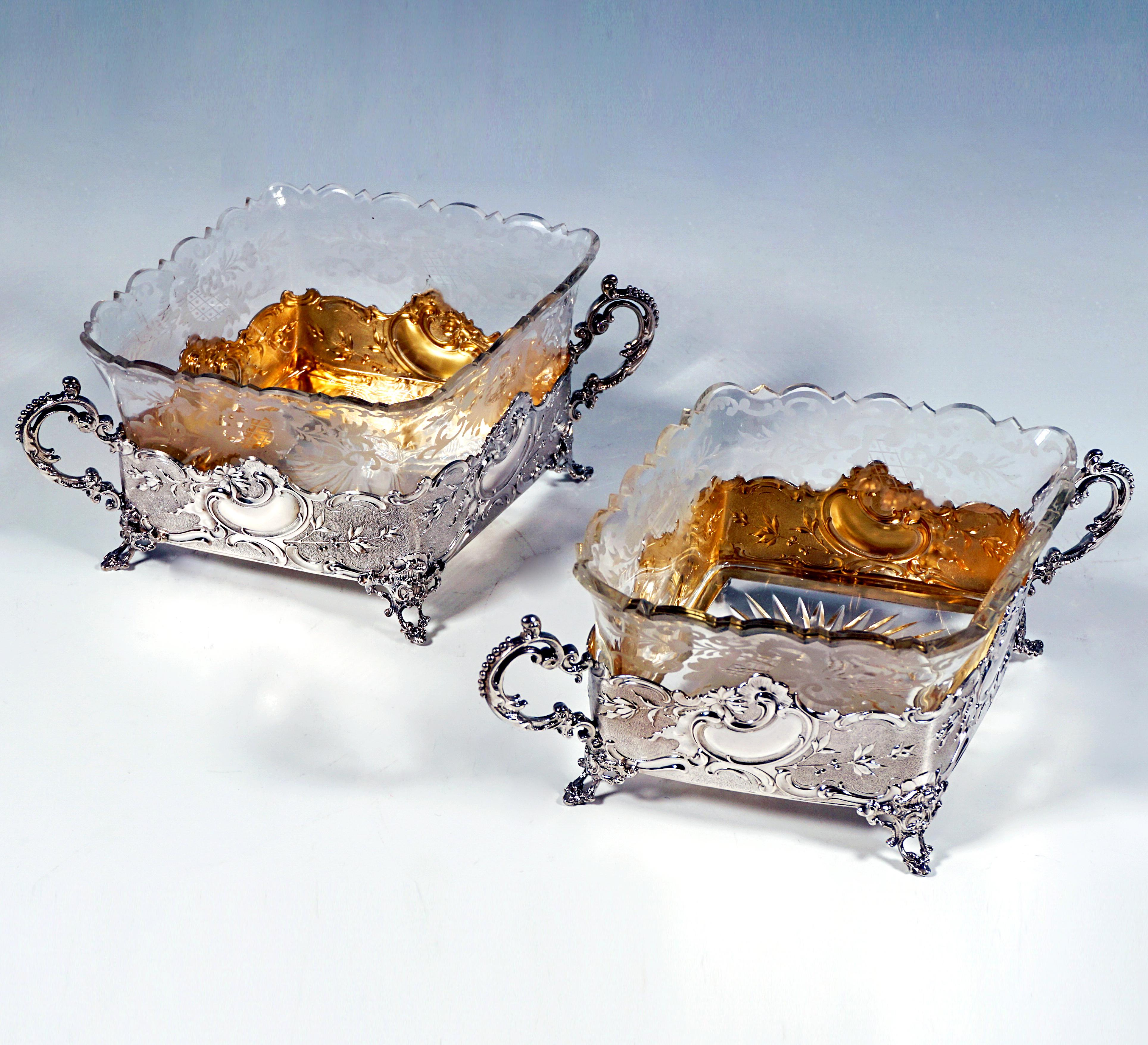 Pareja de cuencos de confitería de plata Art Nouveau, Wilhelm Binder, Alemania, c 1900 Alemán en venta