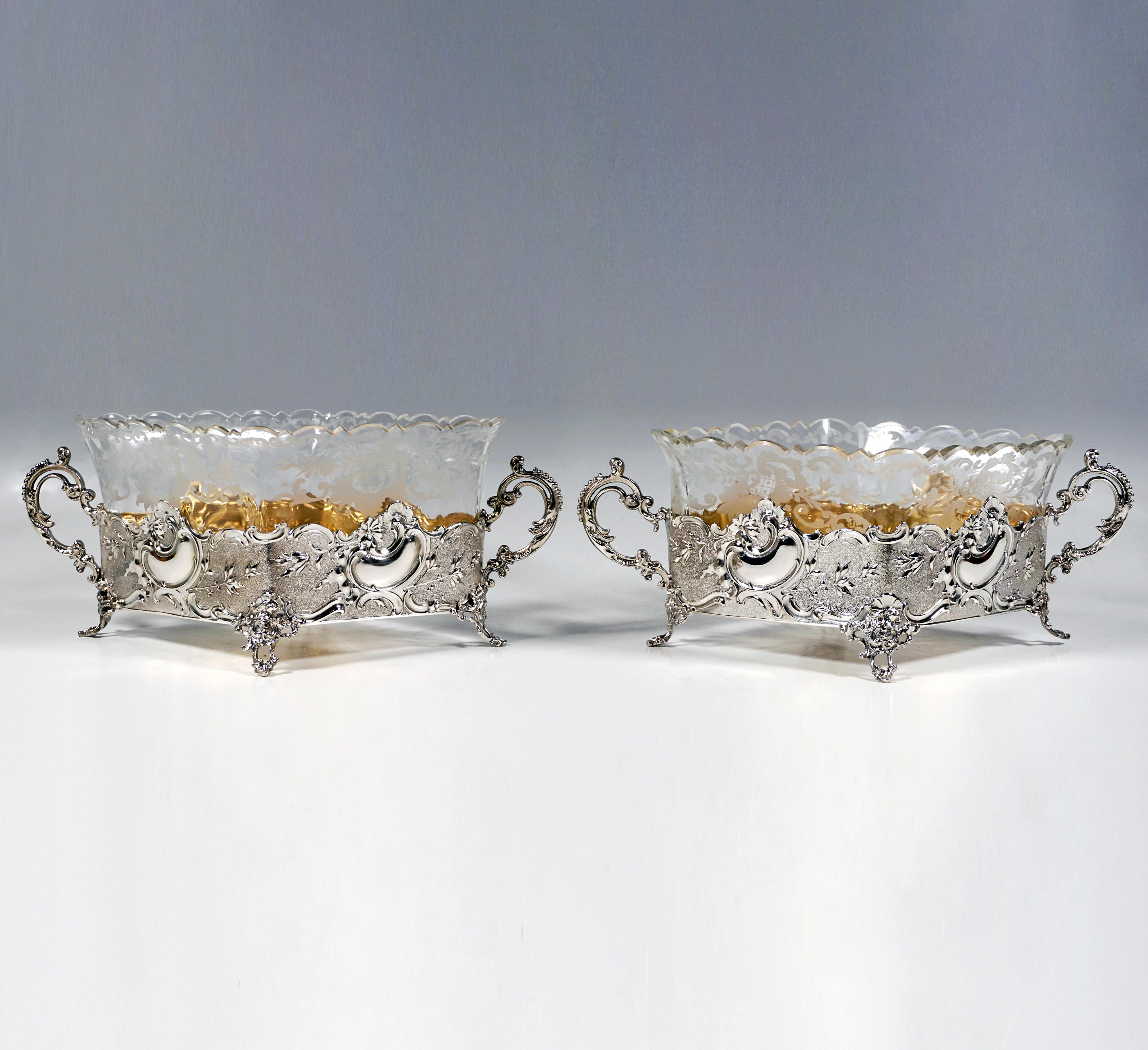 Pareja de cuencos de confitería de plata Art Nouveau, Wilhelm Binder, Alemania, c 1900 en Bueno estado para la venta en Vienna, AT