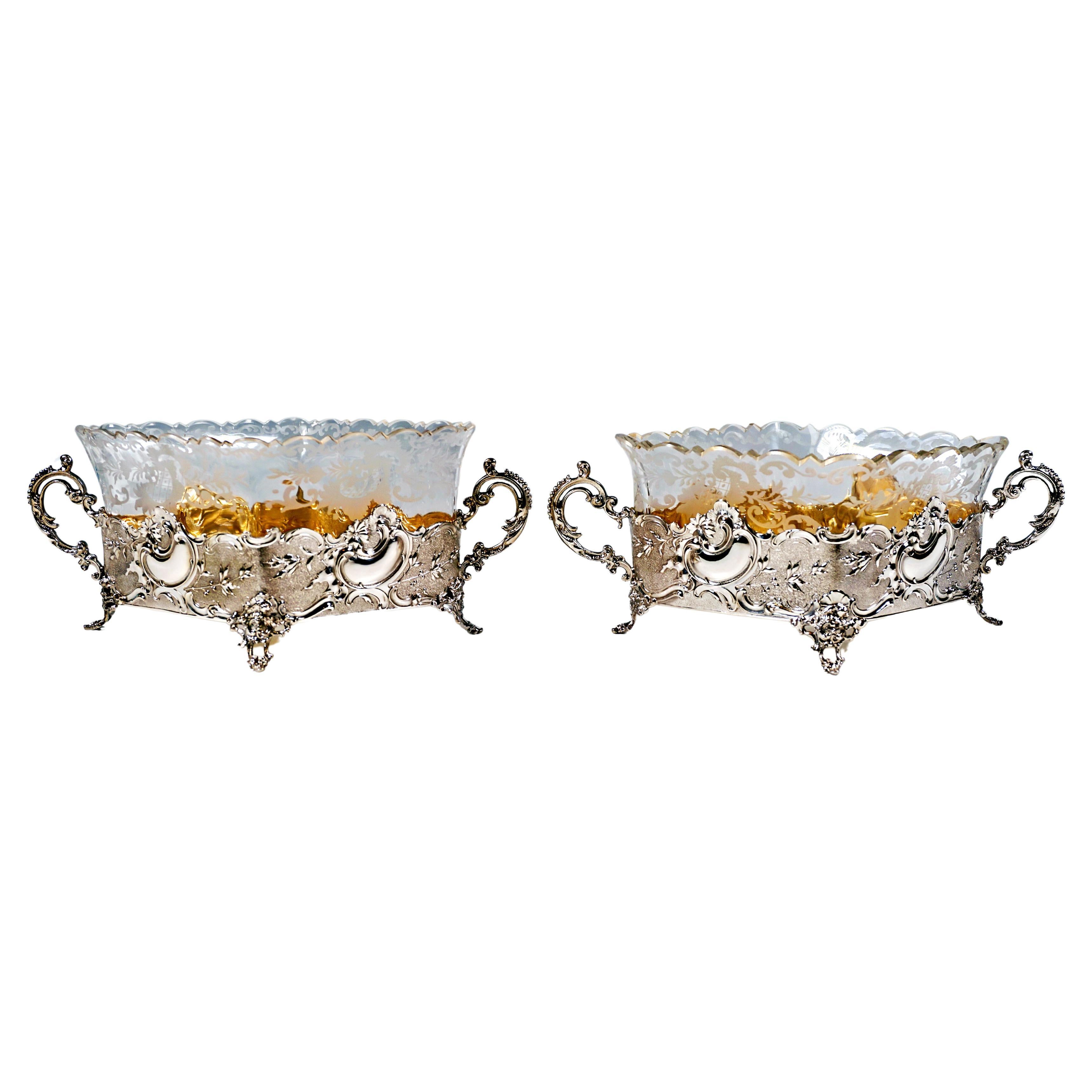 Pareja de cuencos de confitería de plata Art Nouveau, Wilhelm Binder, Alemania, c 1900