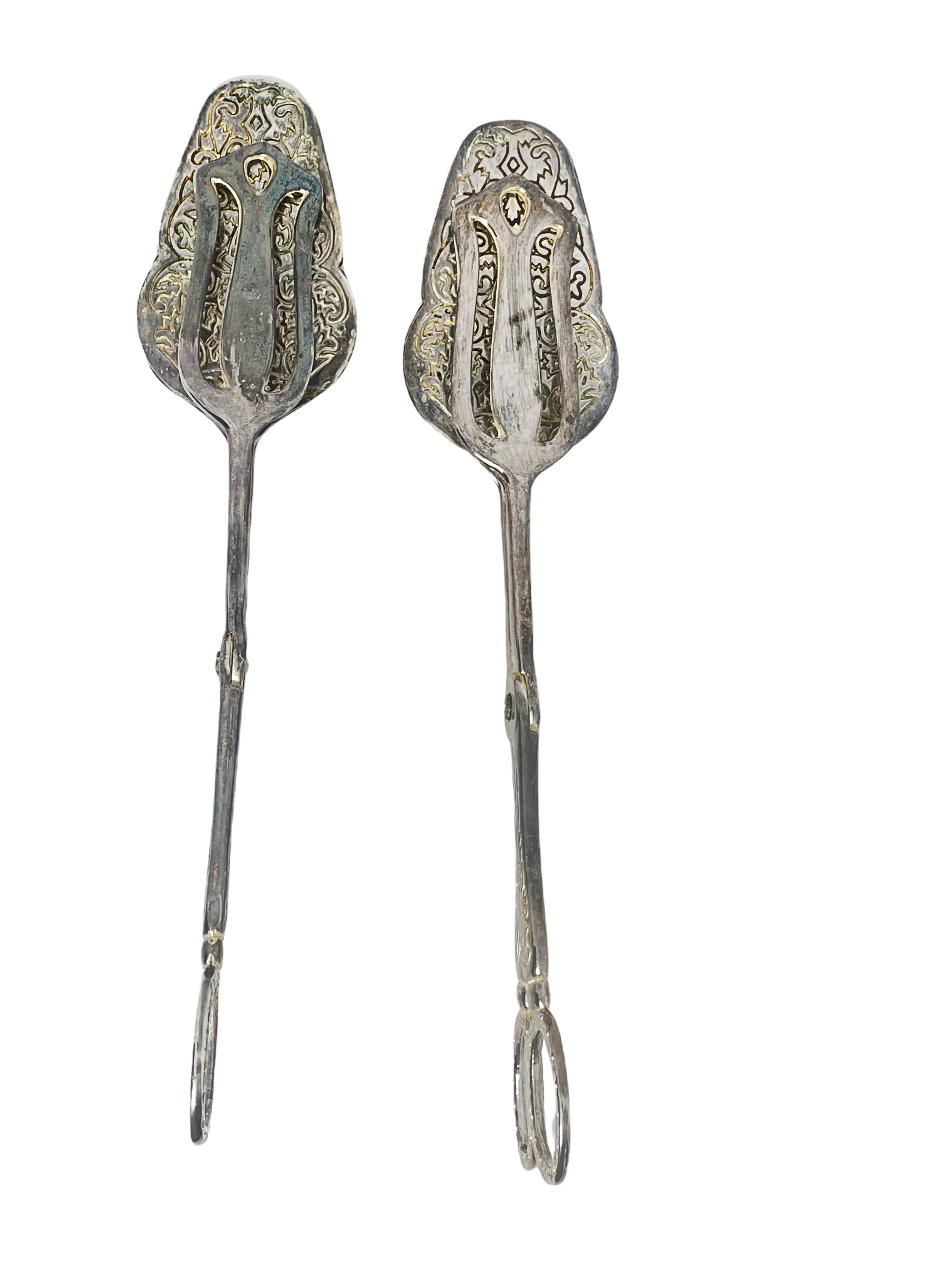 Pareja de pinzas Art Nouveau de plata para servir tartas o pasteles, Suecia, años 20 en Bueno estado para la venta en Nuernberg, DE