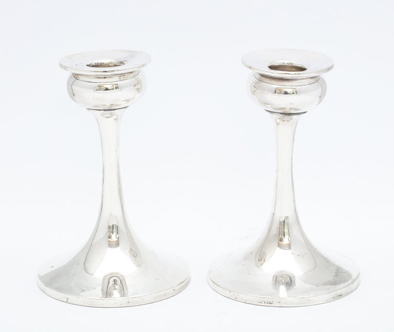 Pair of Art Nouveau Sterling Silver Candlesticks For Sale 7