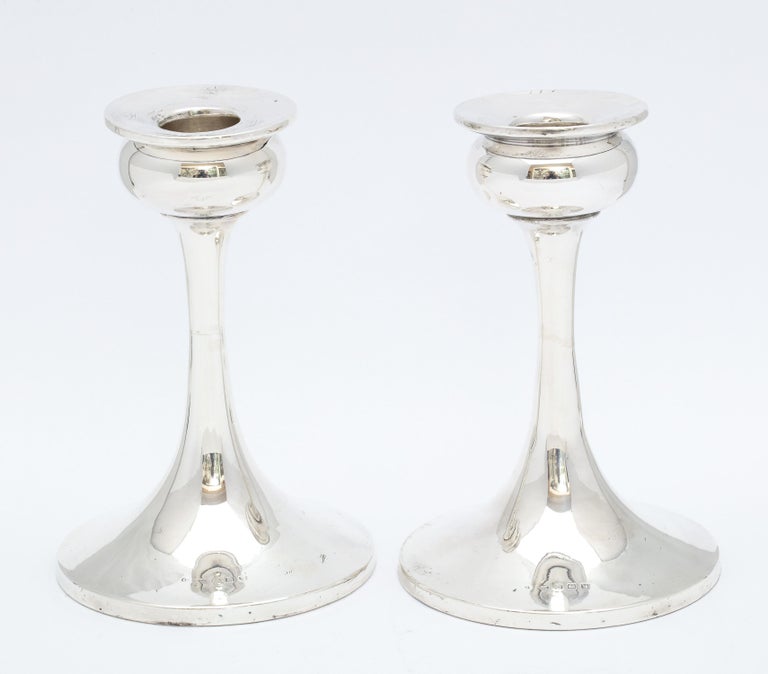 Pair of Art Nouveau Sterling Silver Candlesticks For Sale 2