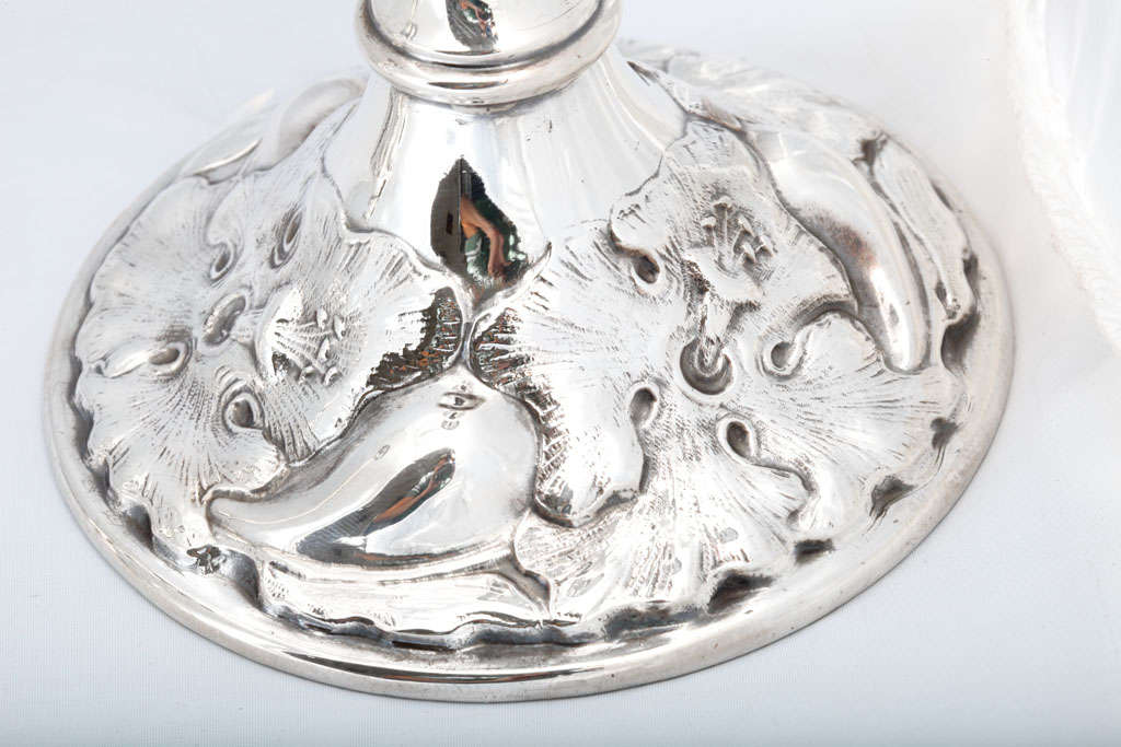 Pair of Art Nouveau Sterling Silver Candlesticks 3