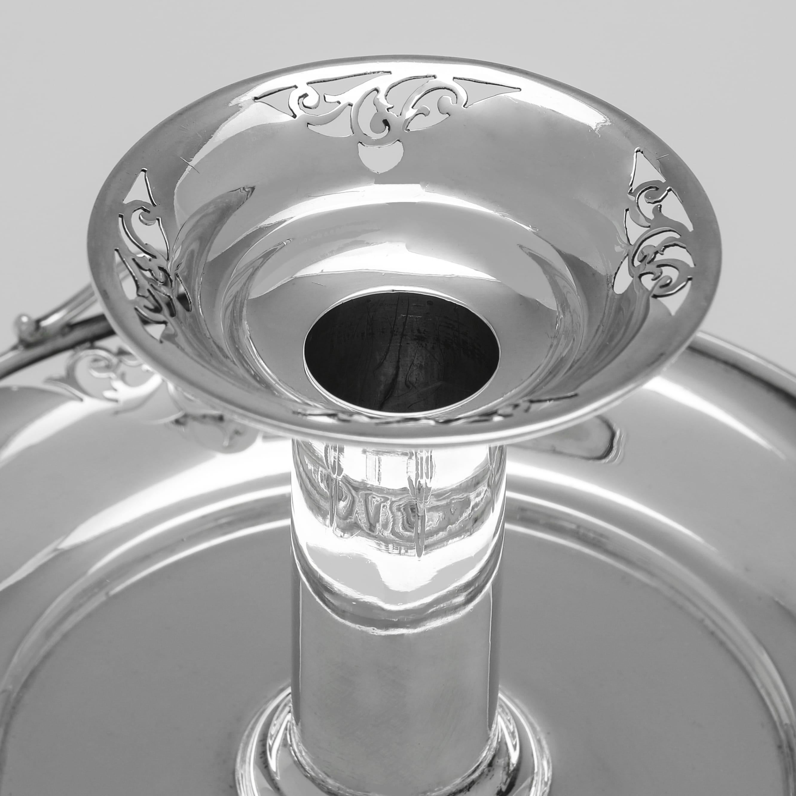 Inglese Coppia di camerieri d'argento in stile liberty realizzati nel 1905 da Martin & Hall in vendita