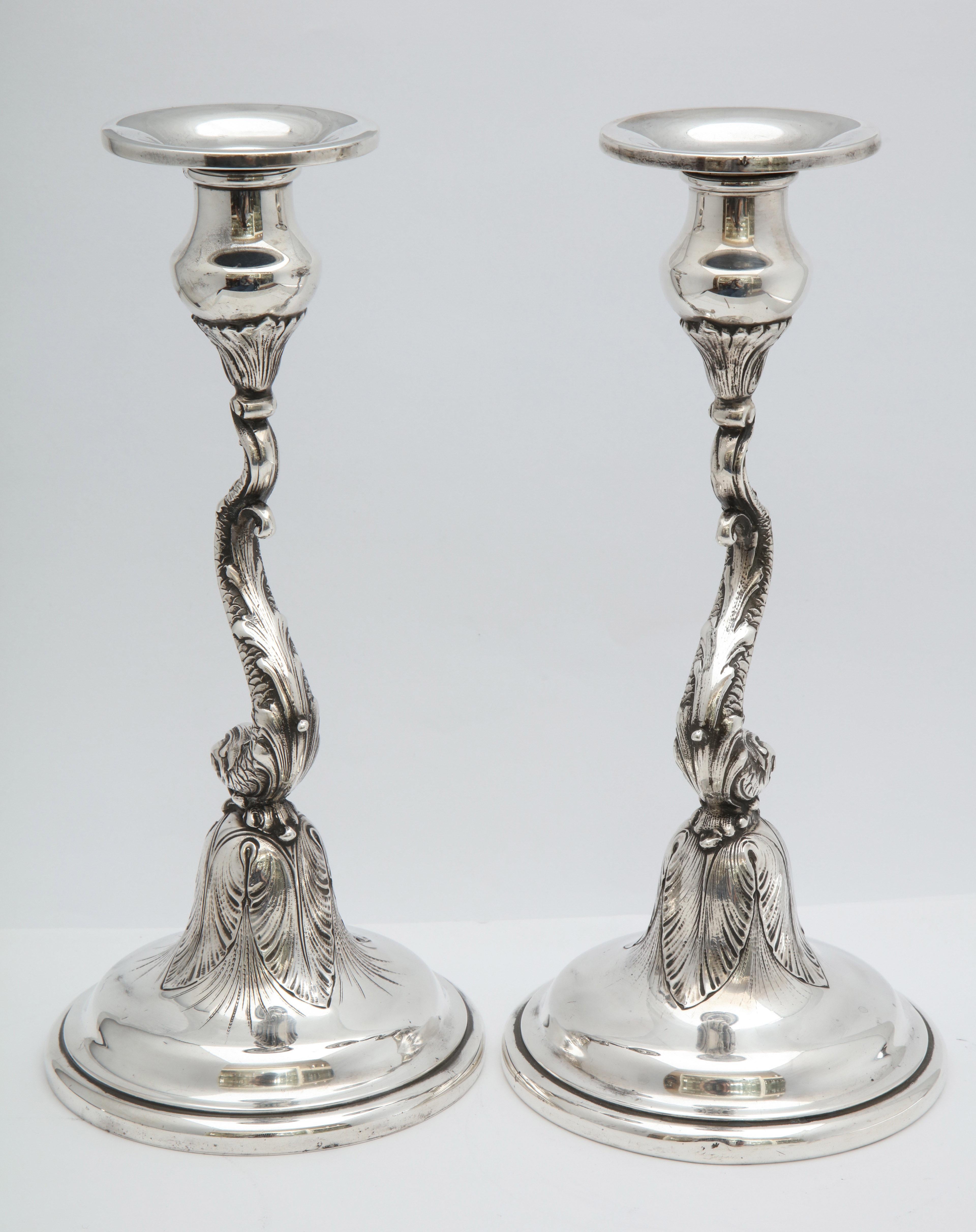 Pair of Art Nouveau Sterling Silver Dolphin-Form Candlesticks by Spaulding 5