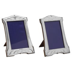 Ein Paar Jugendstil-Fotorahmen aus Sterlingsilber aus Sterlingsilber, hergestellt 1929