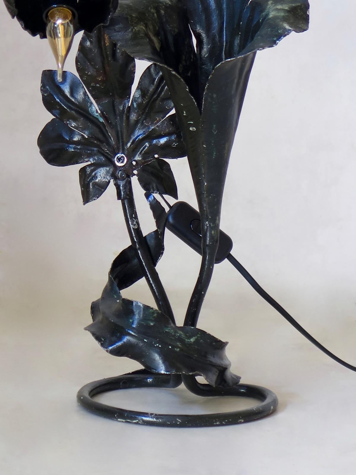 Paire de lampes à fleurs de style Art nouveau, France, vers les années 1950 en vente 4