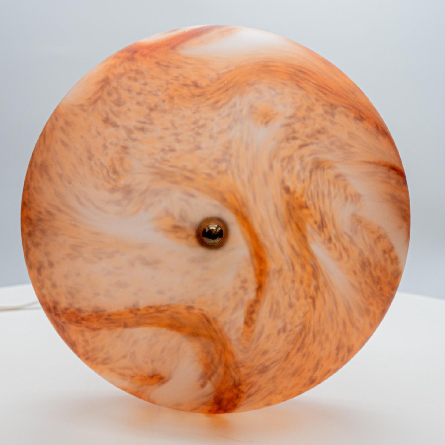 This amazing set of large table lamps are from the 1970 is made of entirely glass and handmade. In art Nouveau style, these lights create a wonderful atmosphere.

These hand blown mushroom-shaped lamps have beautiful brown tones and are in very good