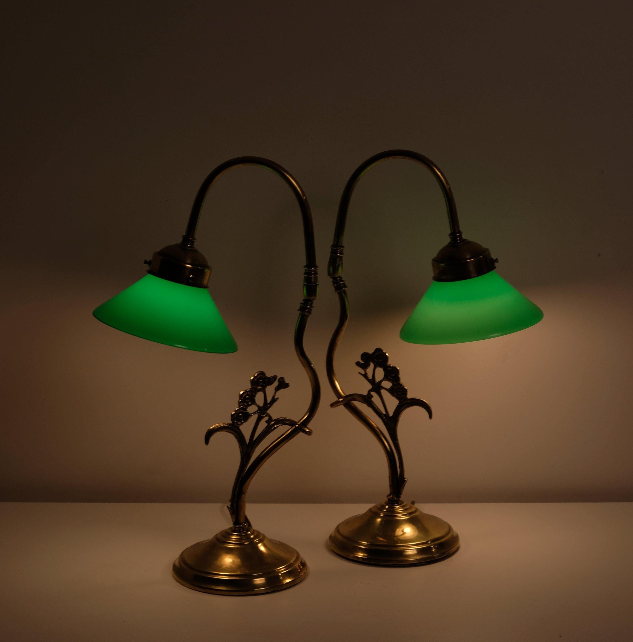 Art nouveau Paire de lampes de table Art Nouveau, années 1940, Italie en vente