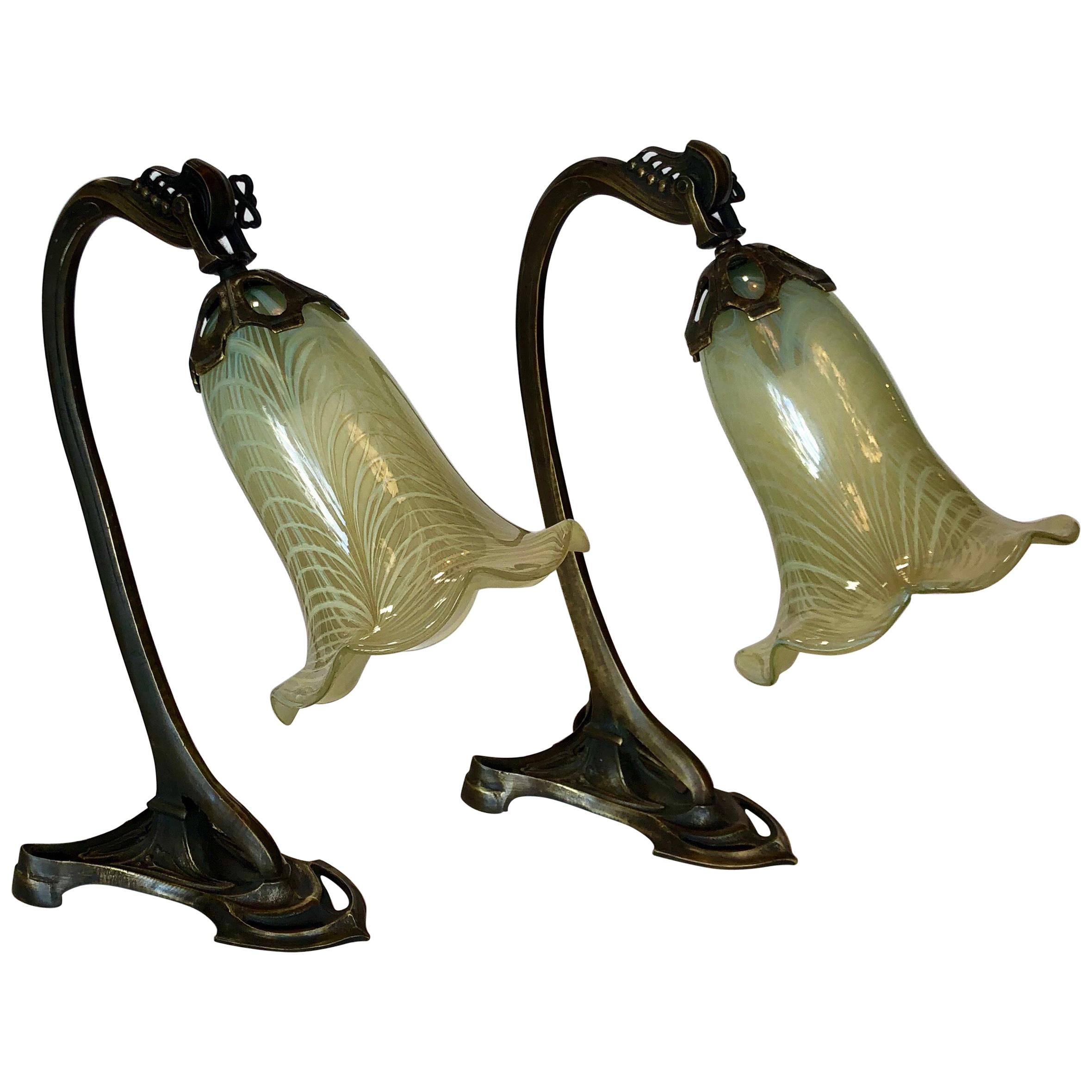 Pair of Art Nouveau Table Lamps For Sale
