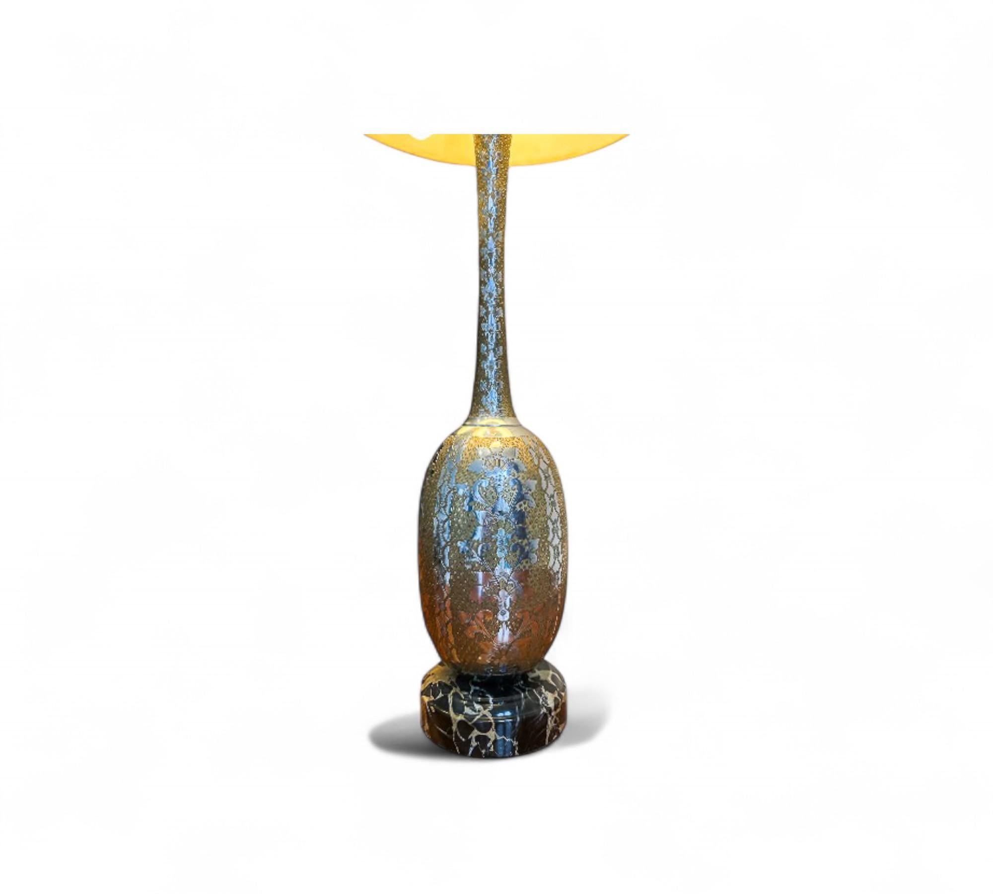 Pair of Art Nouveau Table Lamps in Metal, Brass and Marble, US, 1930s – Lot 825 In Good Condition For Sale In New York, NY