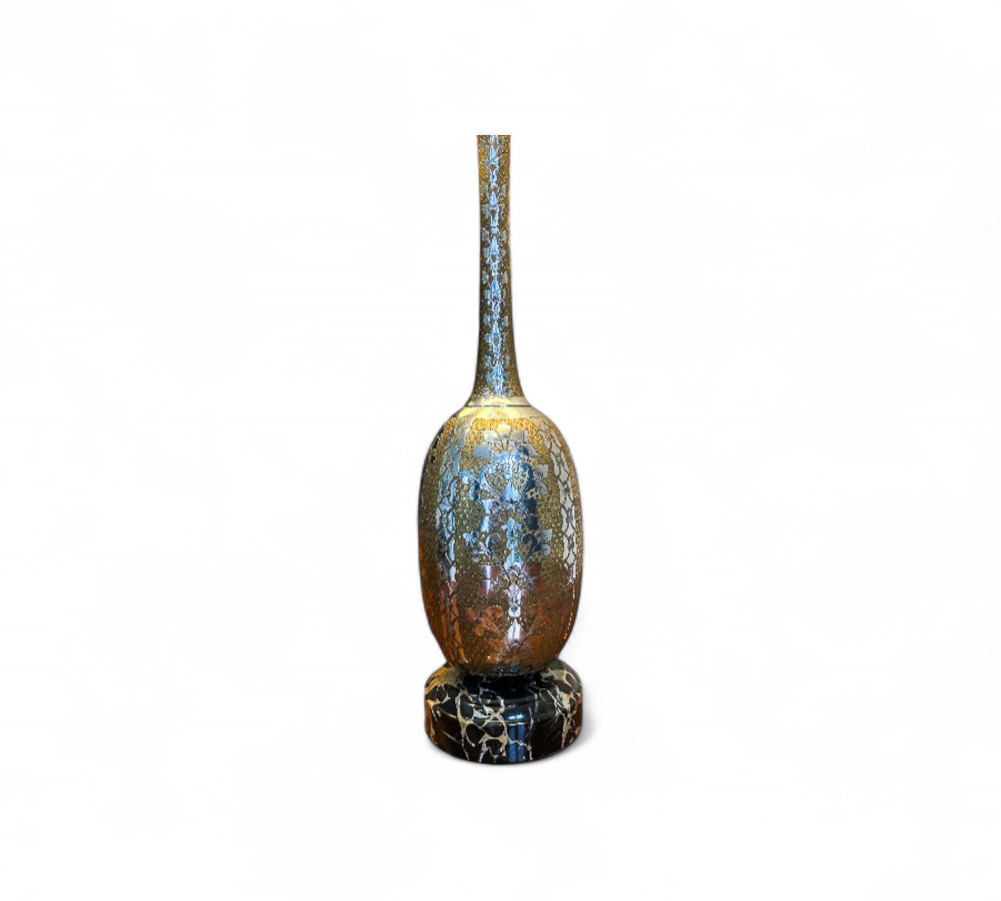 Pair of Art Nouveau Table Lamps in Metal, Brass and Marble, US, 1930s – Lot 825 For Sale 1