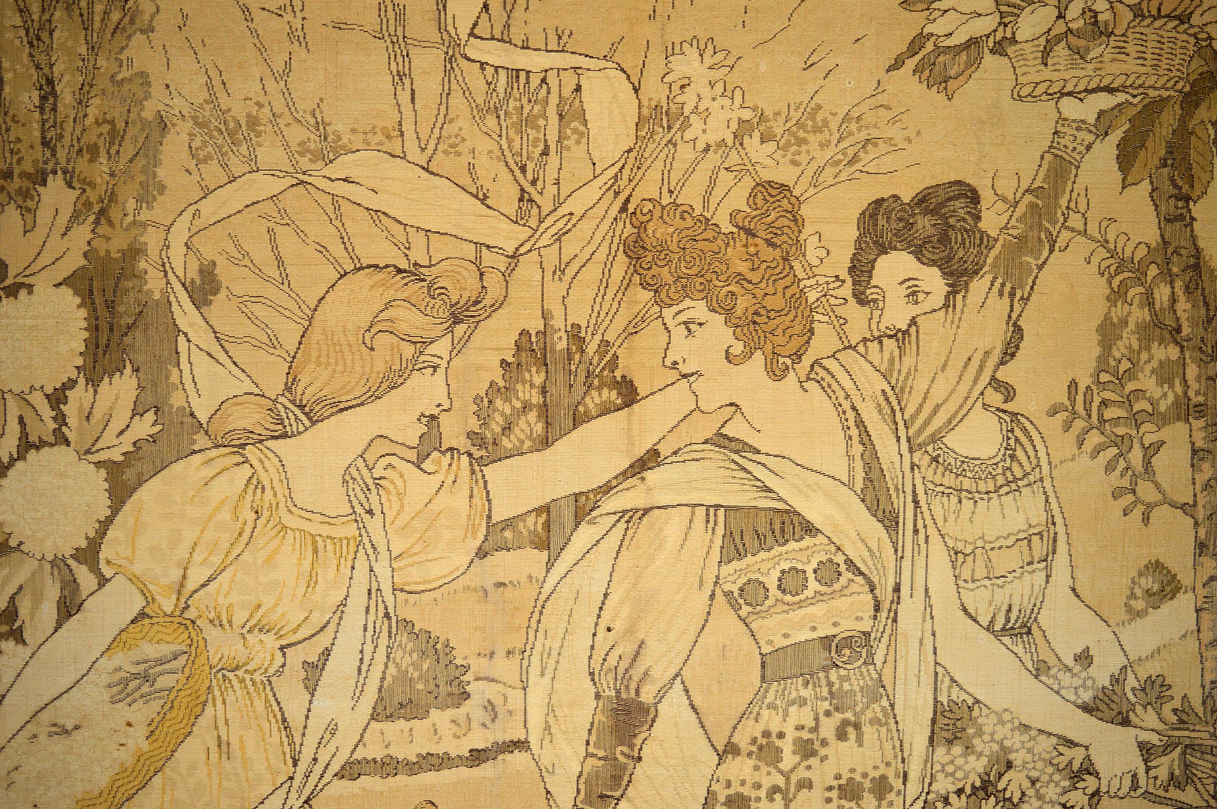 Pair of Art Nouveau Tapestries "La Fête du Printemps" by Eugène Grasset