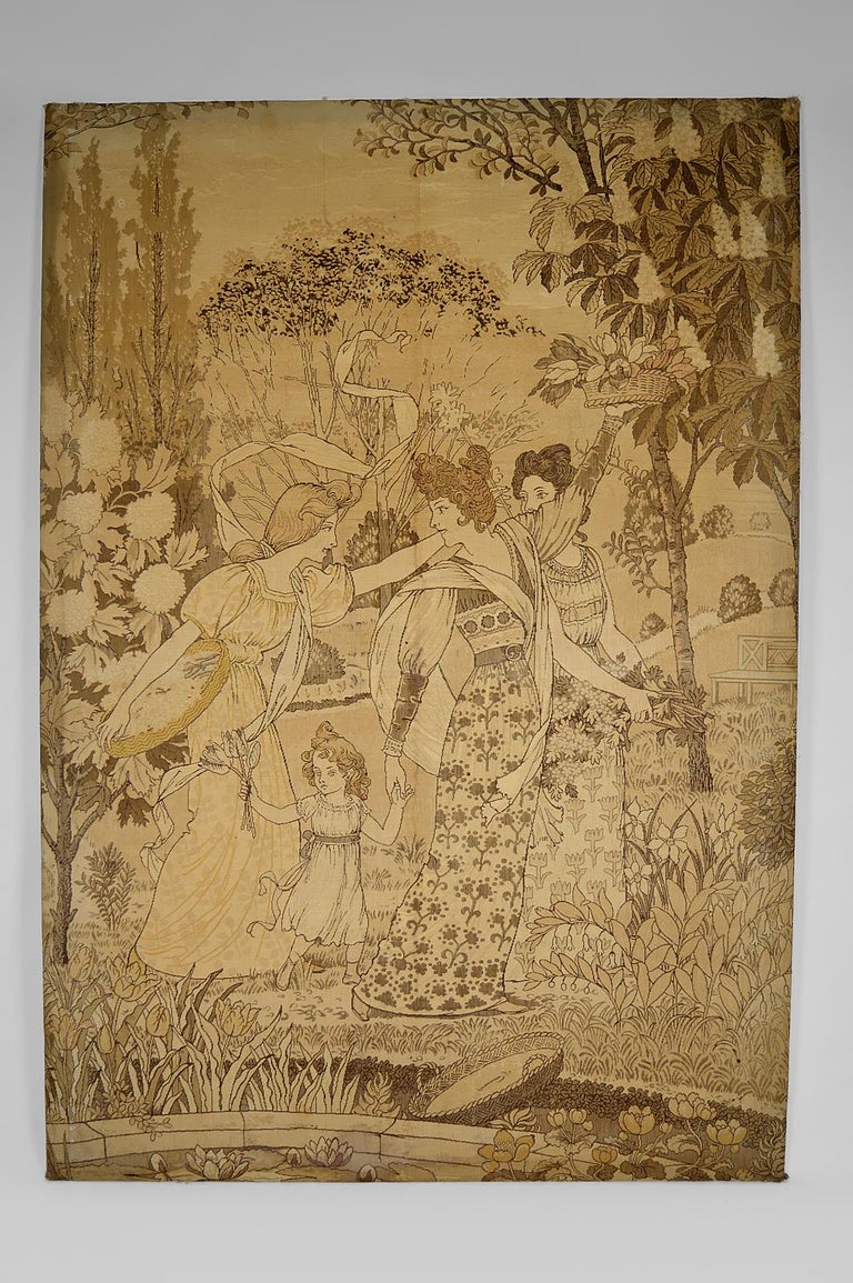 Pair of Art Nouveau Tapestries "La Fête du Printemps" by Eugène Grasset