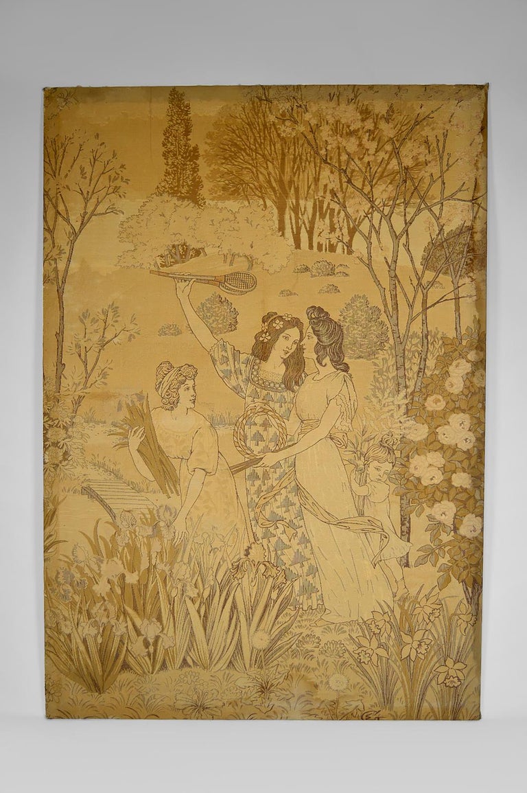 Pair of Art Nouveau Tapestries "La Fête du Printemps" by Eugène Grasset