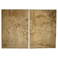 Paire de tapisseries Art Nouveau « La Fte du Printemps » par Eugne Grasset, 1900