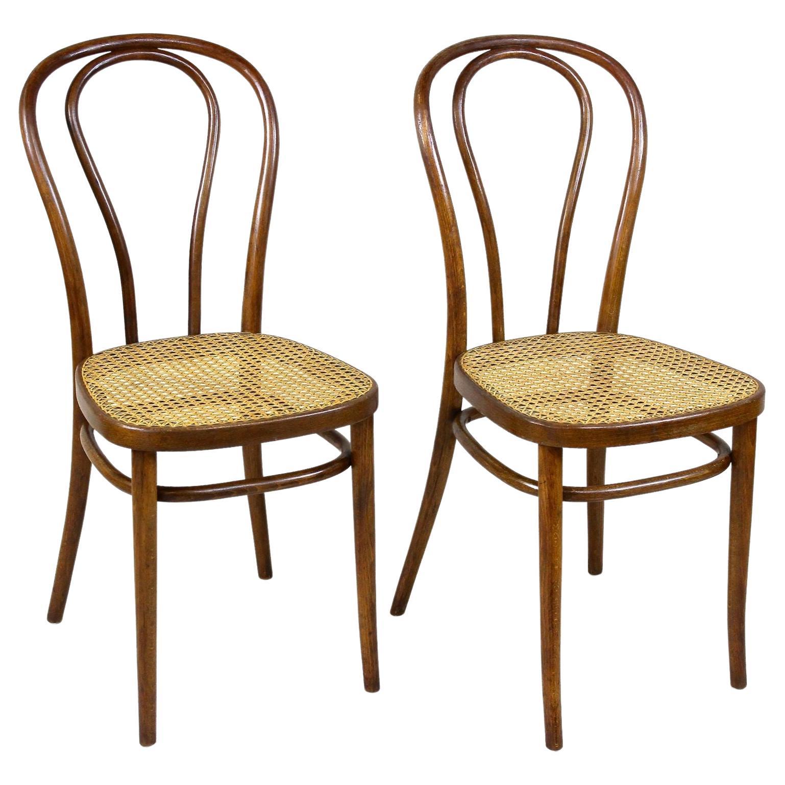 Pair of Art Nouveau Thonet Bentwood Chairs No. 14, Austria, circa, 1890 For Sale