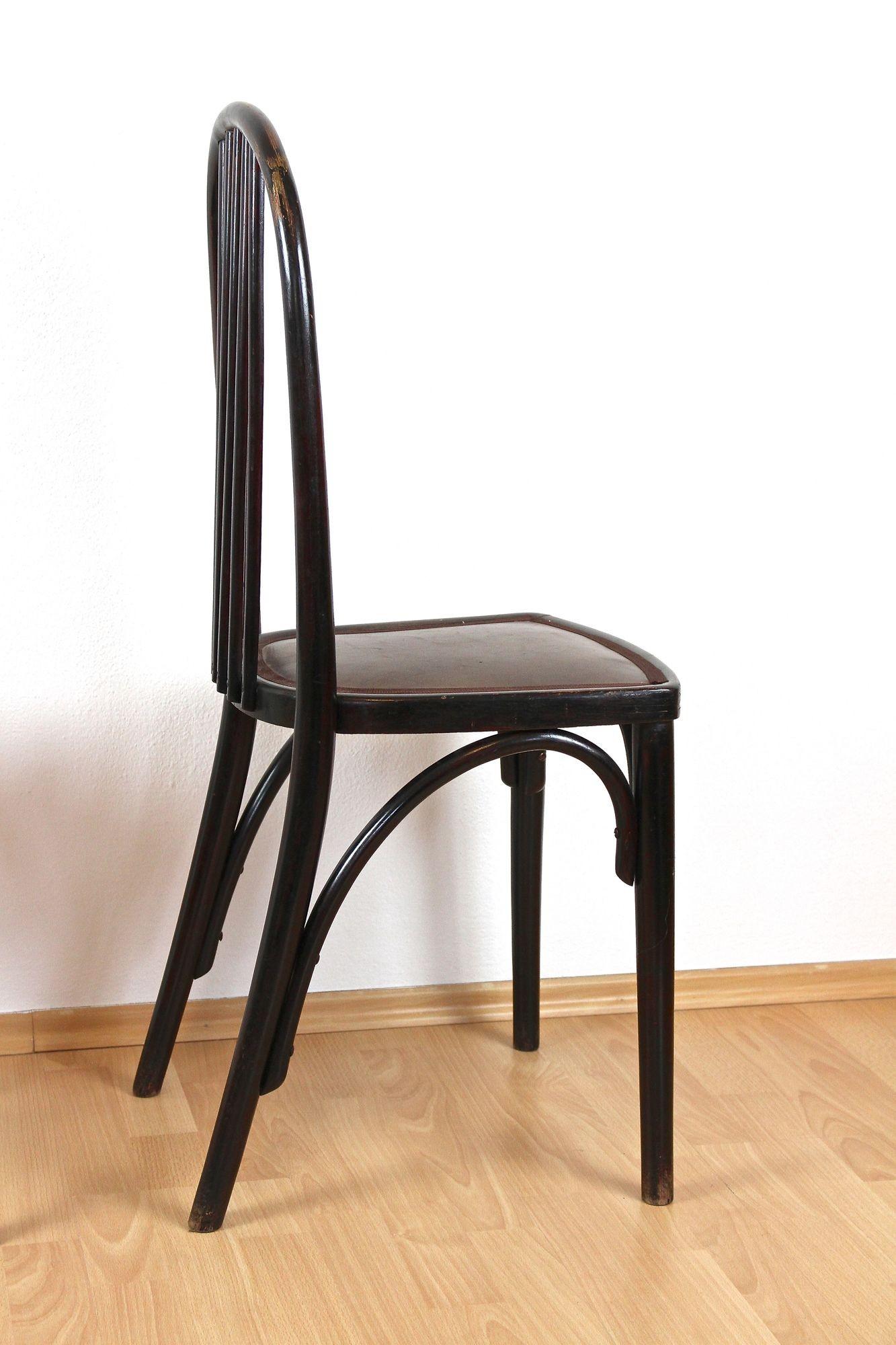 Leather Pair Of Art Nouveau Thonet Chairs by Josef Hoffmann, 1st edition! - CZ ca. 1906 For Sale