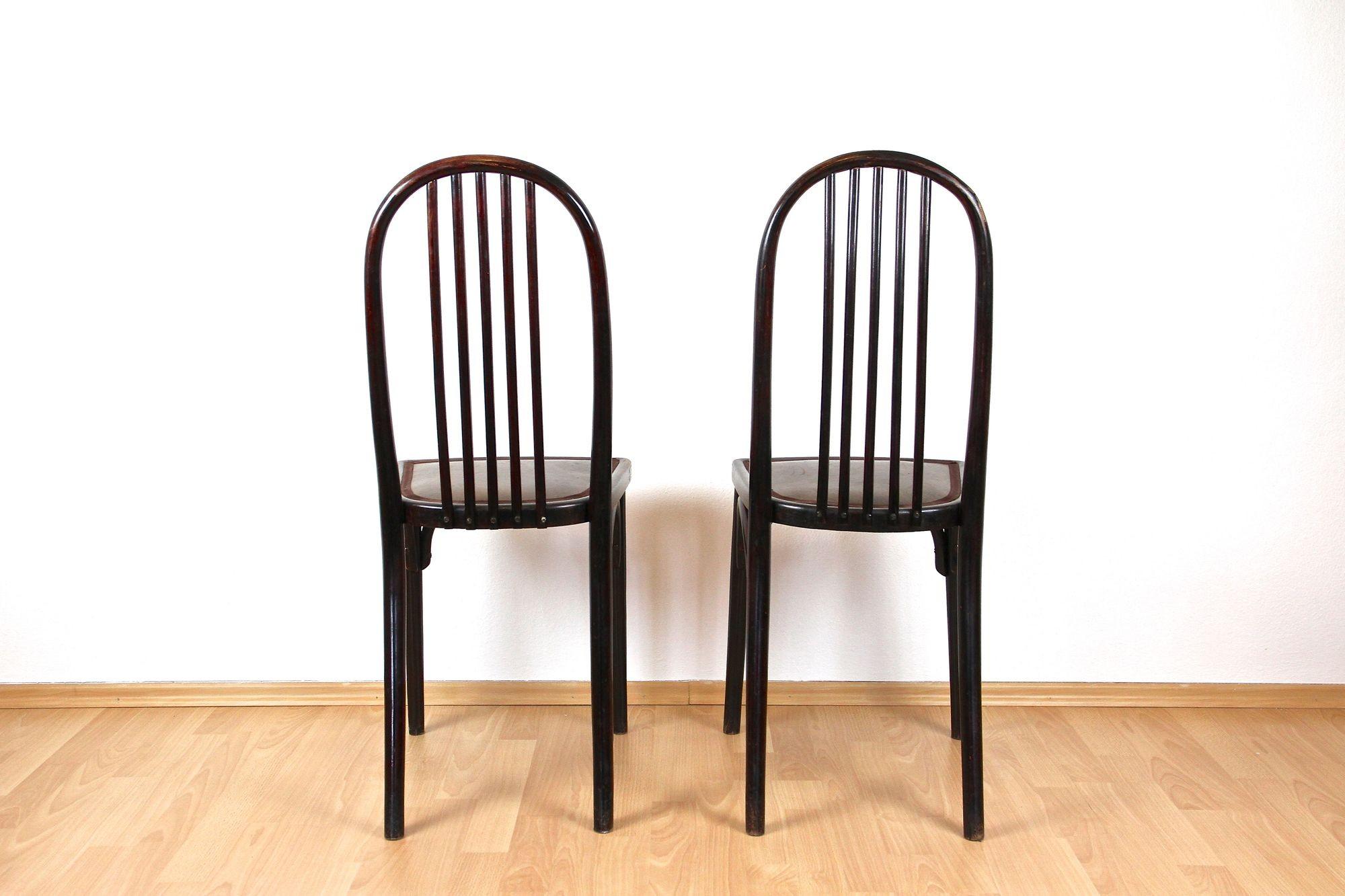 Cuir Paire de chaises Thonet Art Nouveau de Josef Hoffmann, 1ère édition ! - CZ vers 1906 en vente