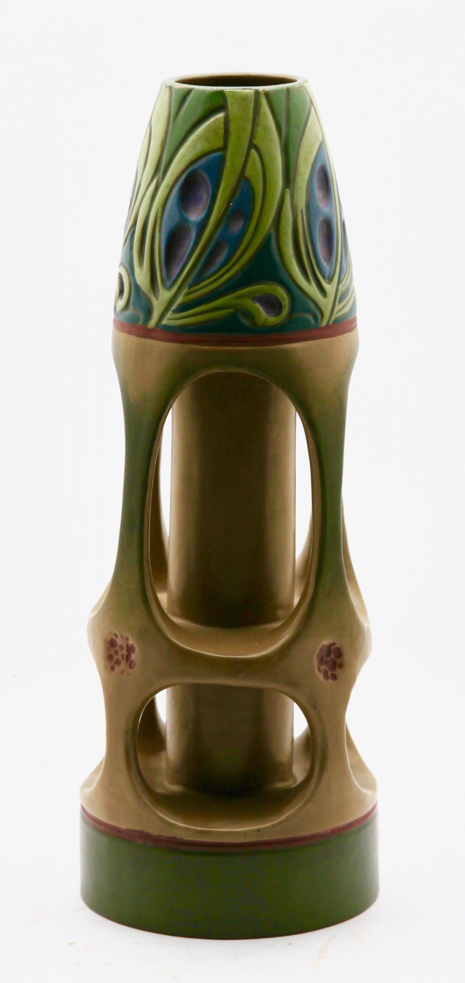 Austrian Pair of Art Nouveau Vases, 'Amphora' by Julius Dressler, Vienna, circa 1905