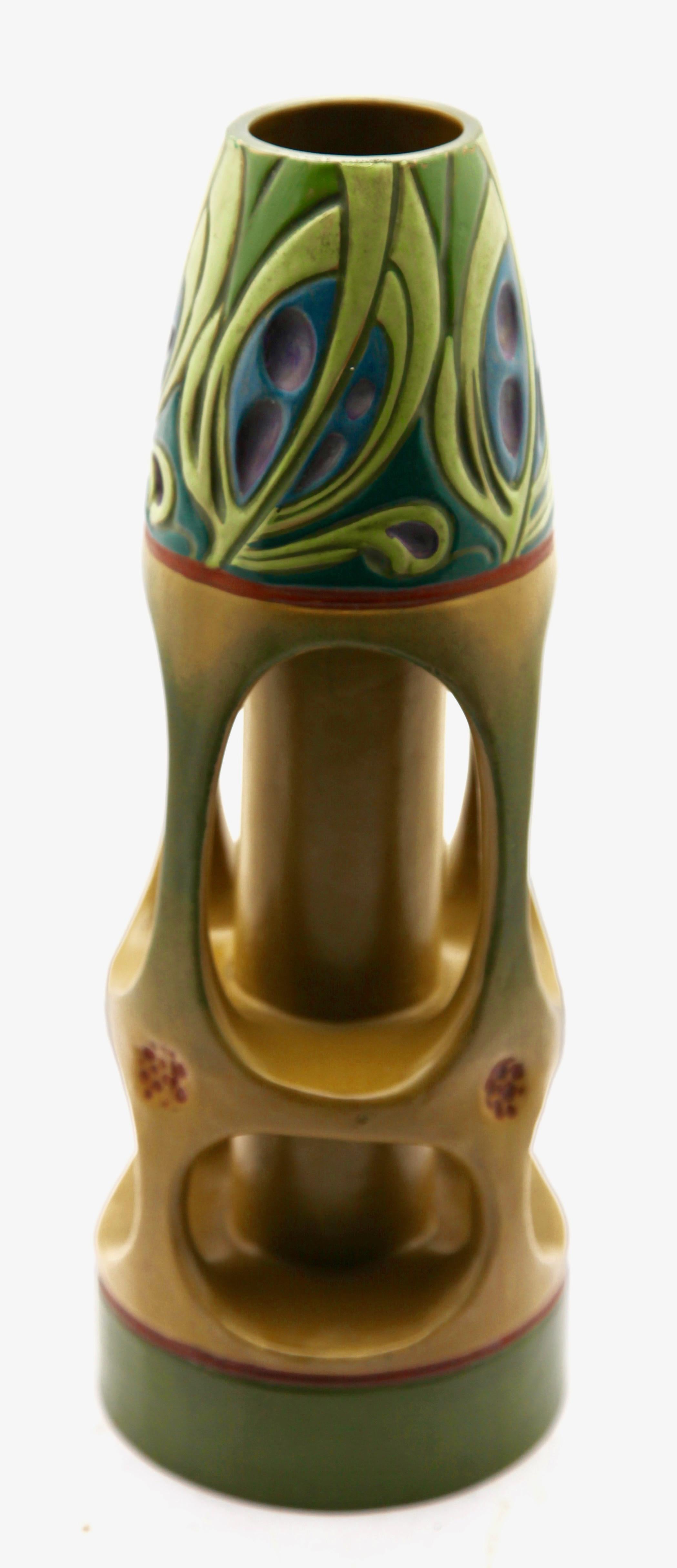 Early 20th Century Pair of Art Nouveau Vases, 'Amphora' by Julius Dressler, Vienna, circa 1905