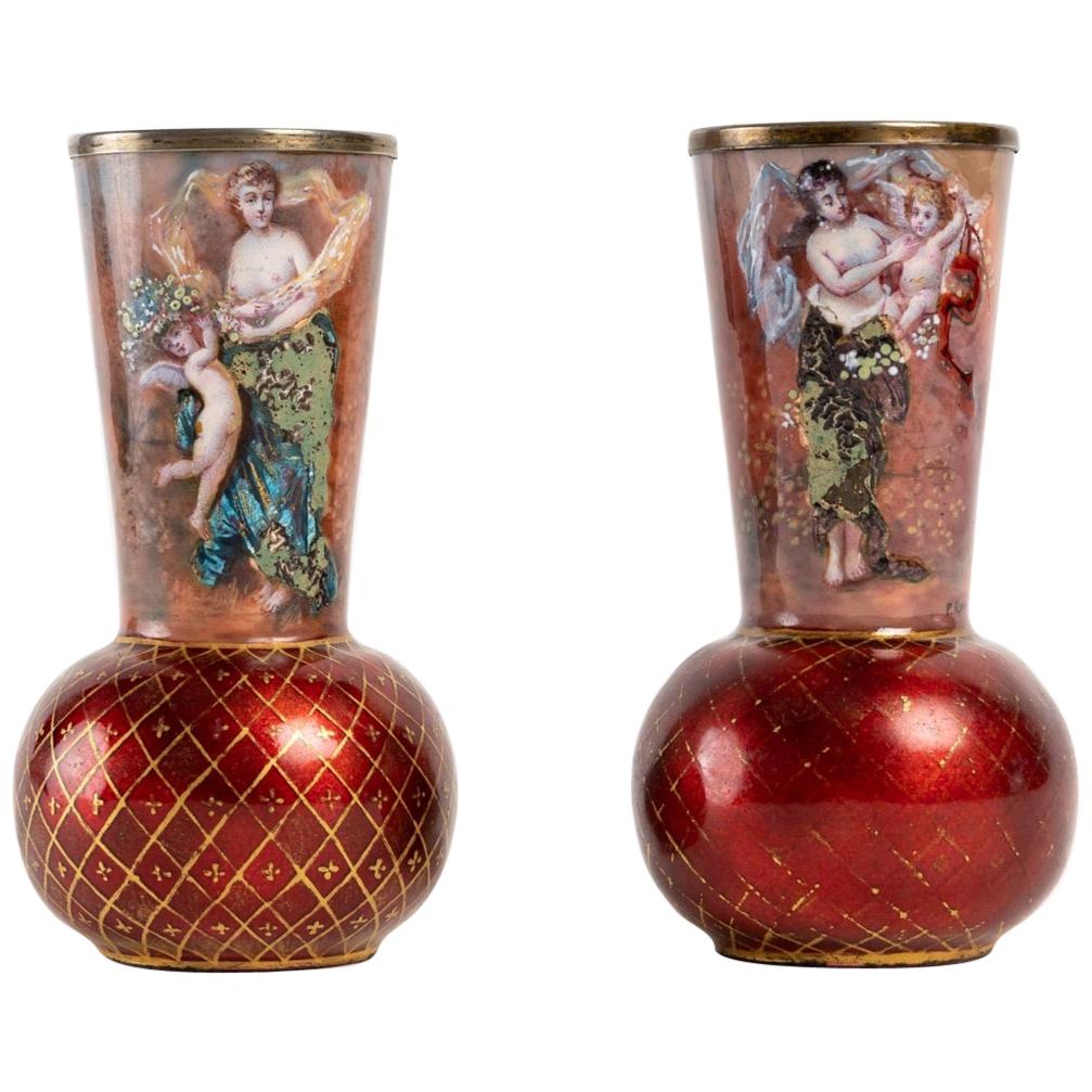 Pair Austrian Art Nouveau Vases For Sale at 1stDibs austrian vases