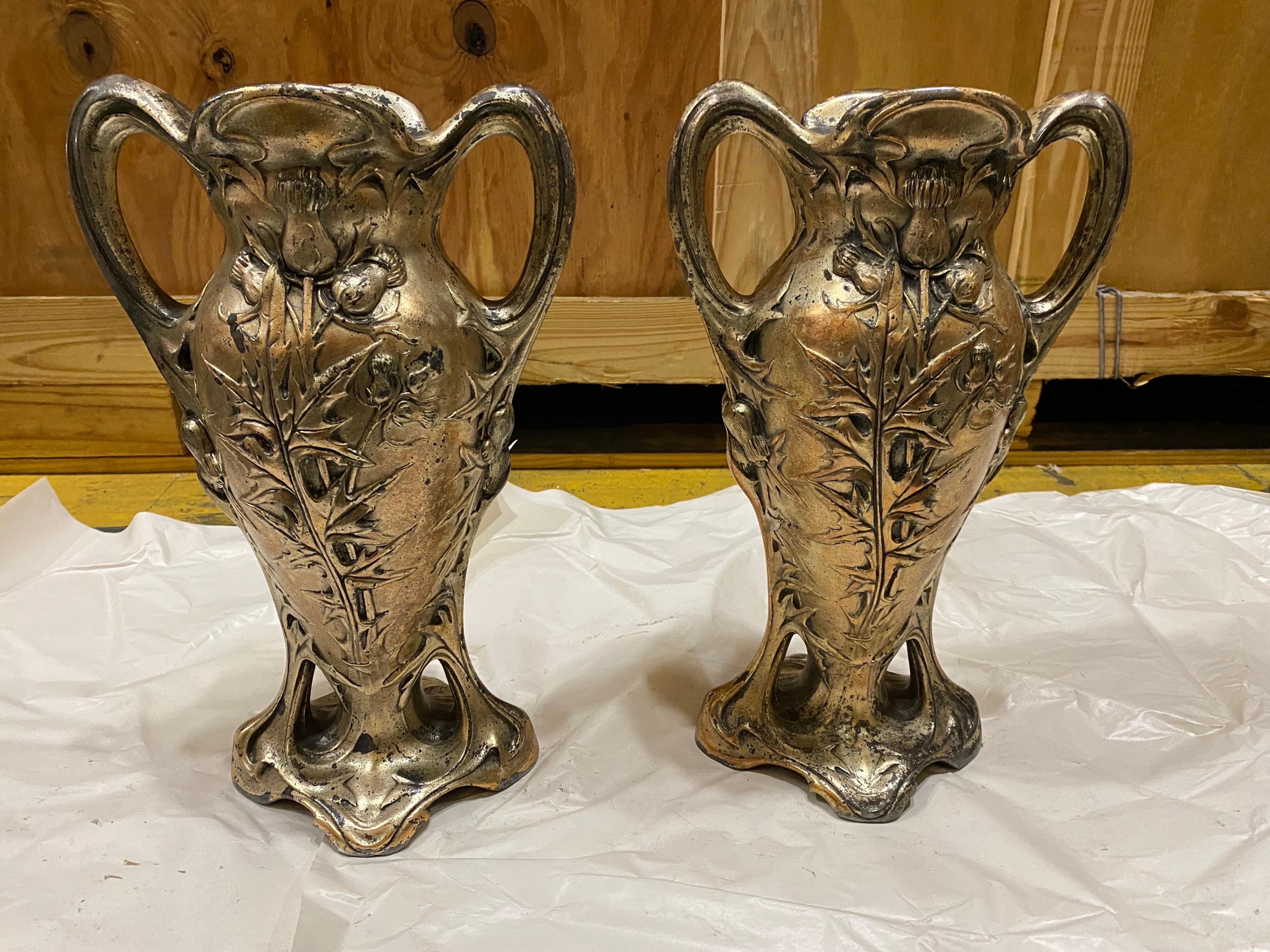 20th Century Pair of Art Nouveau Vases Iron Forged, by Dagobert Peche