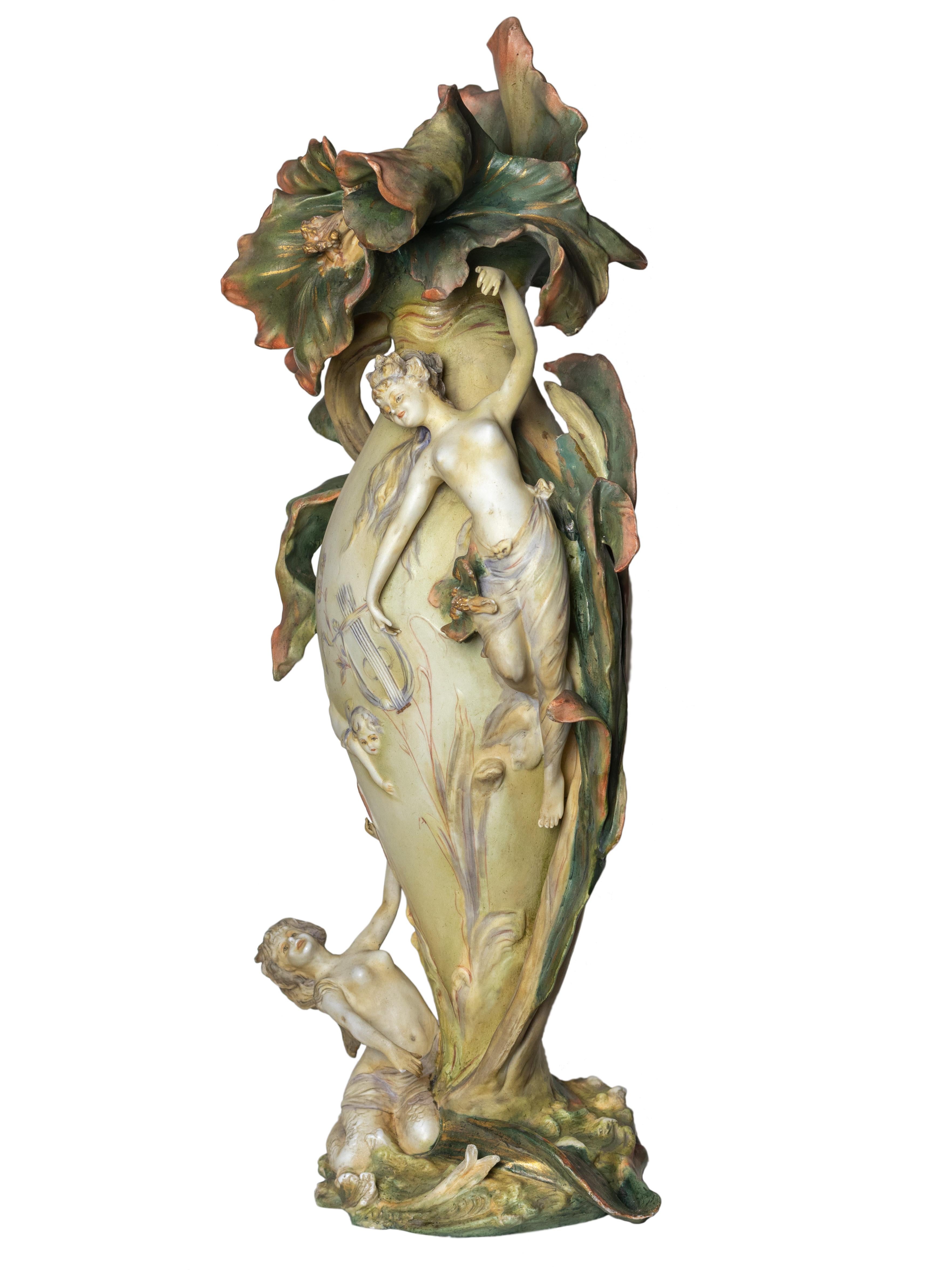Pareja De Jarrones Art Nouveau, Karl Ens Volkstedt, (circa 1896) en venta 4
