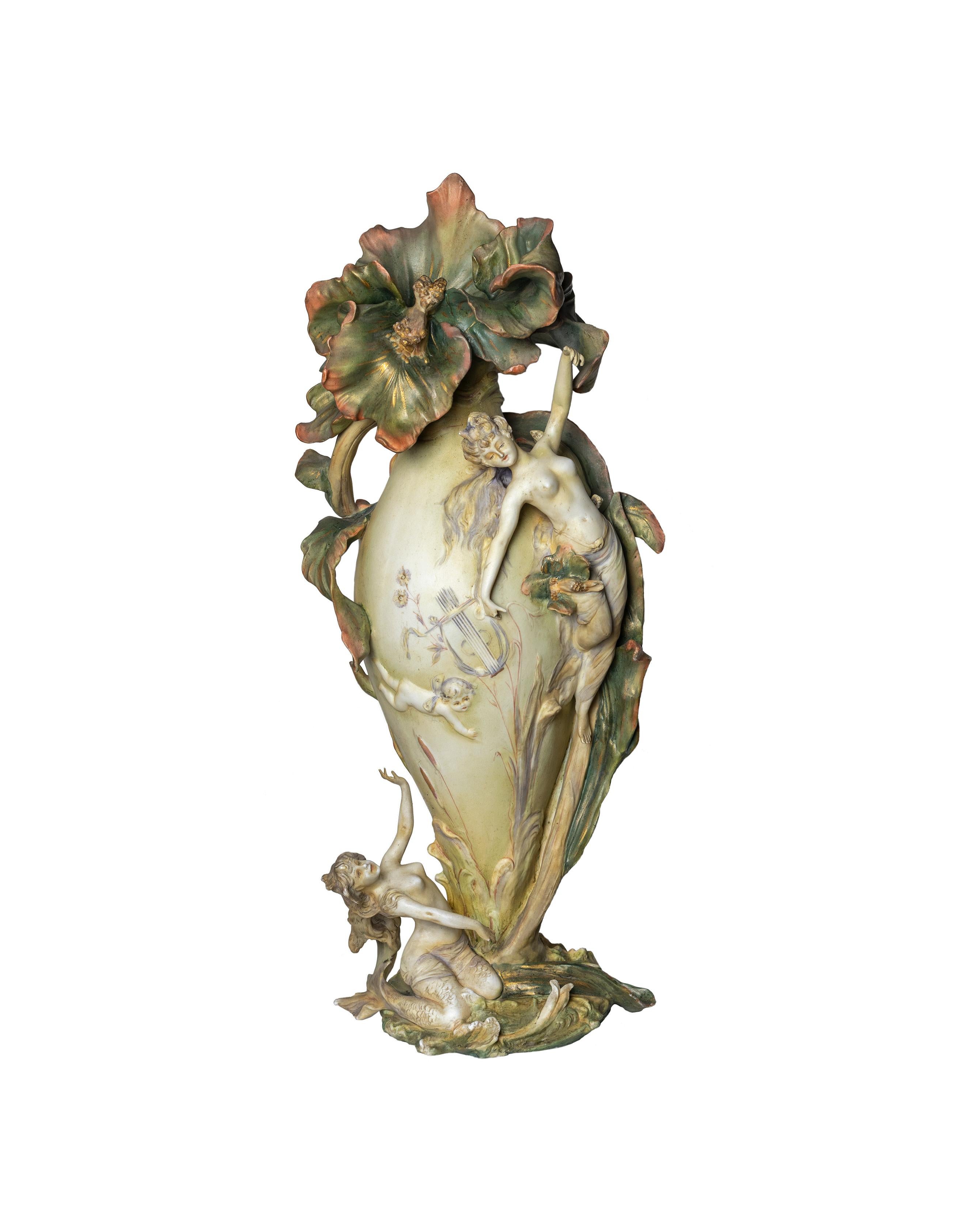 Pareja De Jarrones Art Nouveau, Karl Ens Volkstedt, (circa 1896) en venta 5